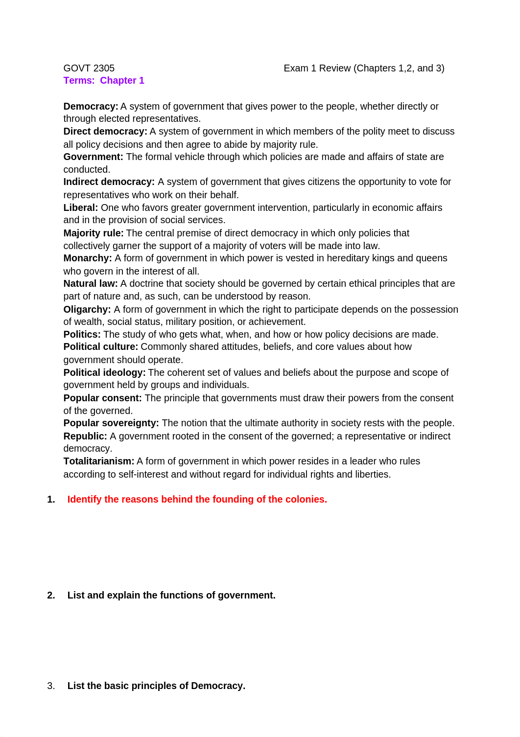 GOVT 2305 Exam 1 Review (Chapters 1,2, and 3).docx_ddbe0c359oi_page1