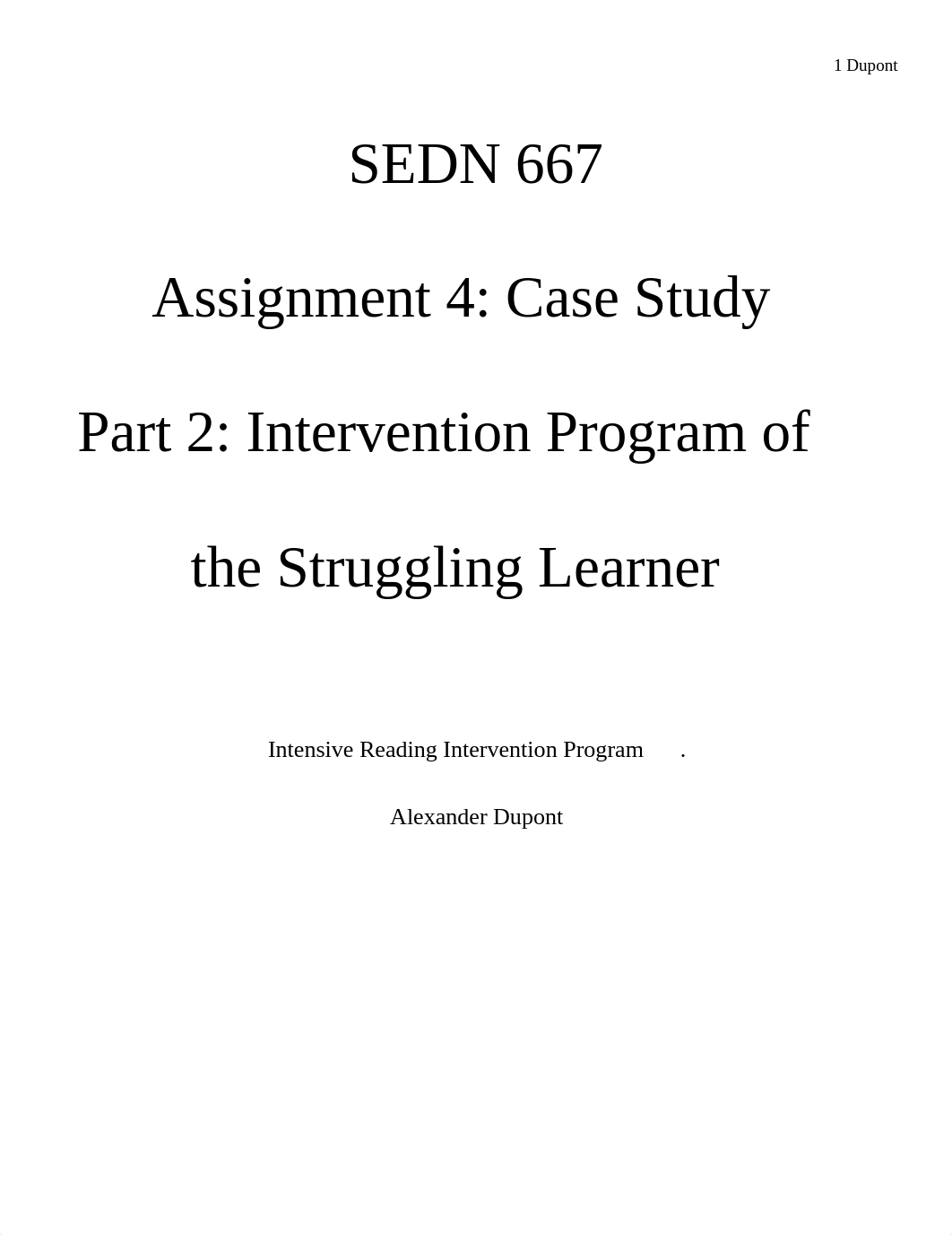 SEDN 667 Intervention Plan Alex Dupont (1) (1).docx_ddce5f4cf7f_page1