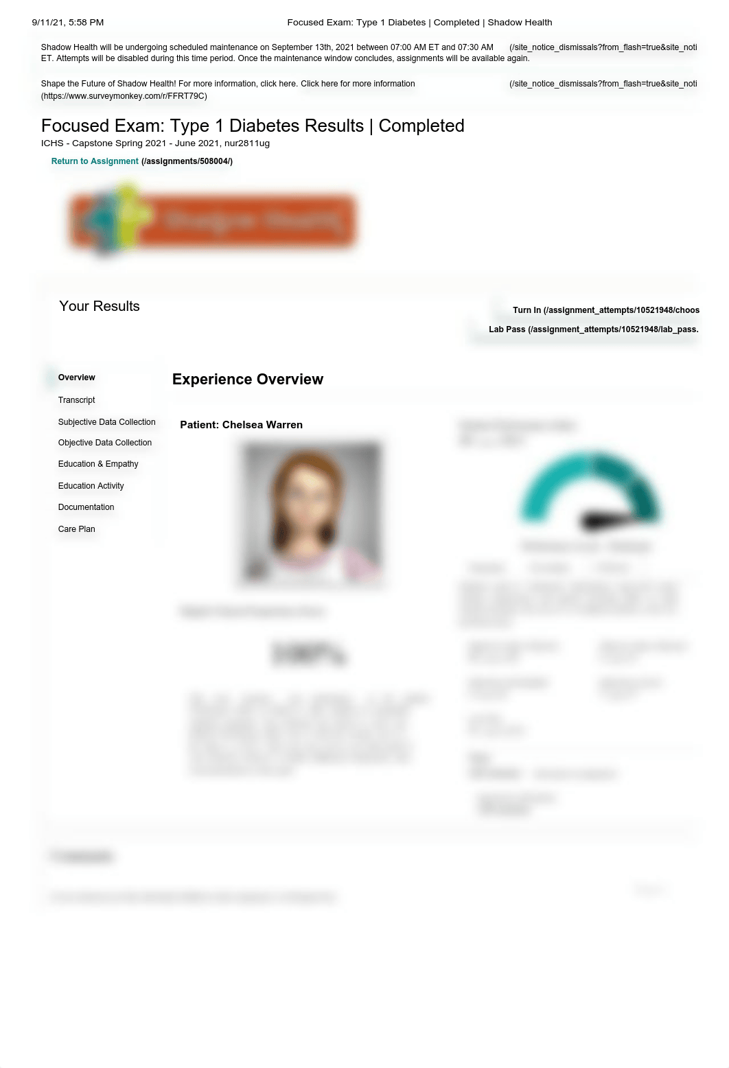 Focused Exam_ Type 1 Diabetes _ Completed _ Shadow Health - Overview.pdf_ddczaf2awpc_page1