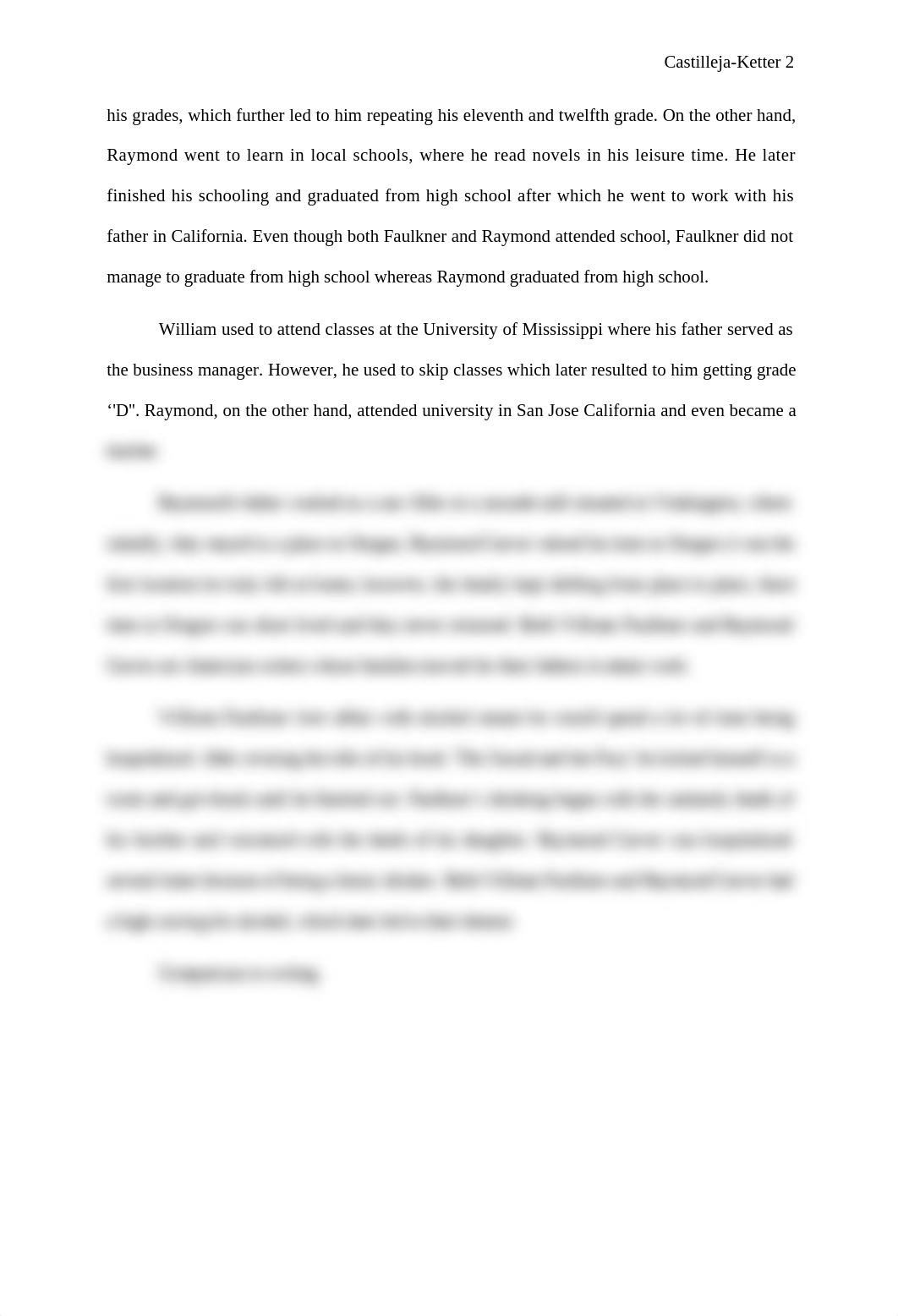 Comparative Essay Raymond Carver and William Faulkner Writings and Lives (1).docx_dddcfdx3dmy_page2