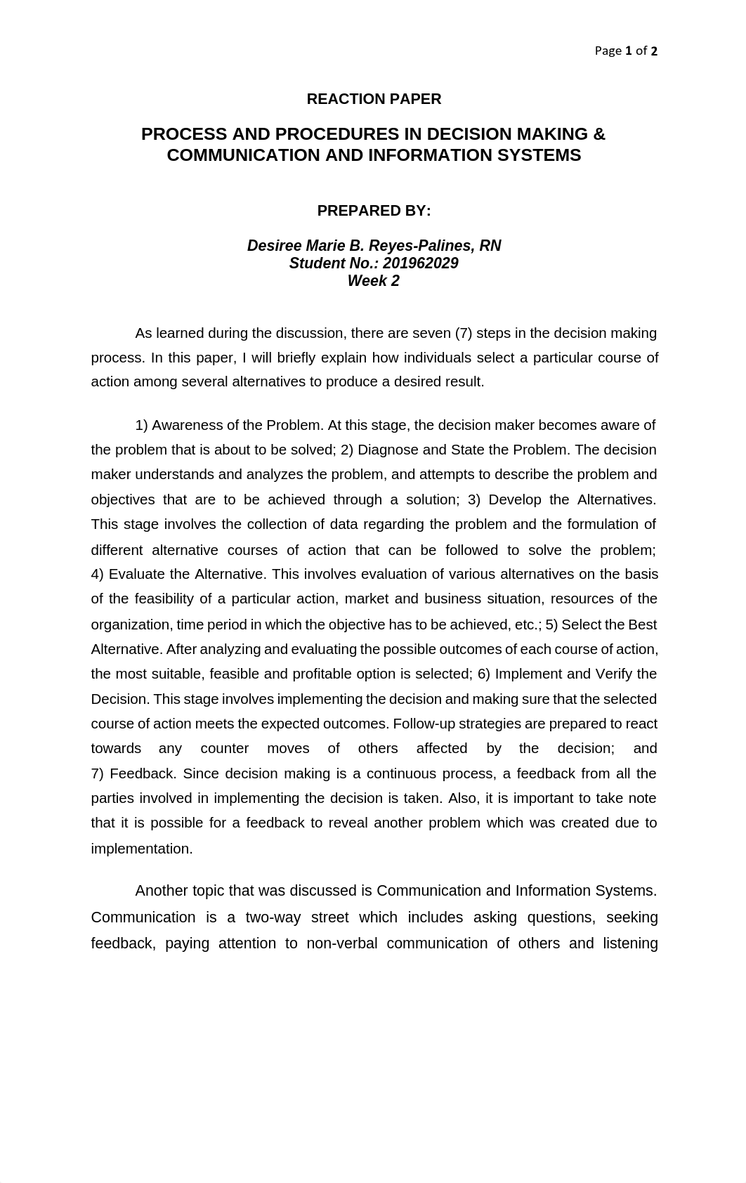 2 Reaction Paper (Process and Procedures in Decision Making & Communication and Information Systems)_dddfkvtrsoc_page1