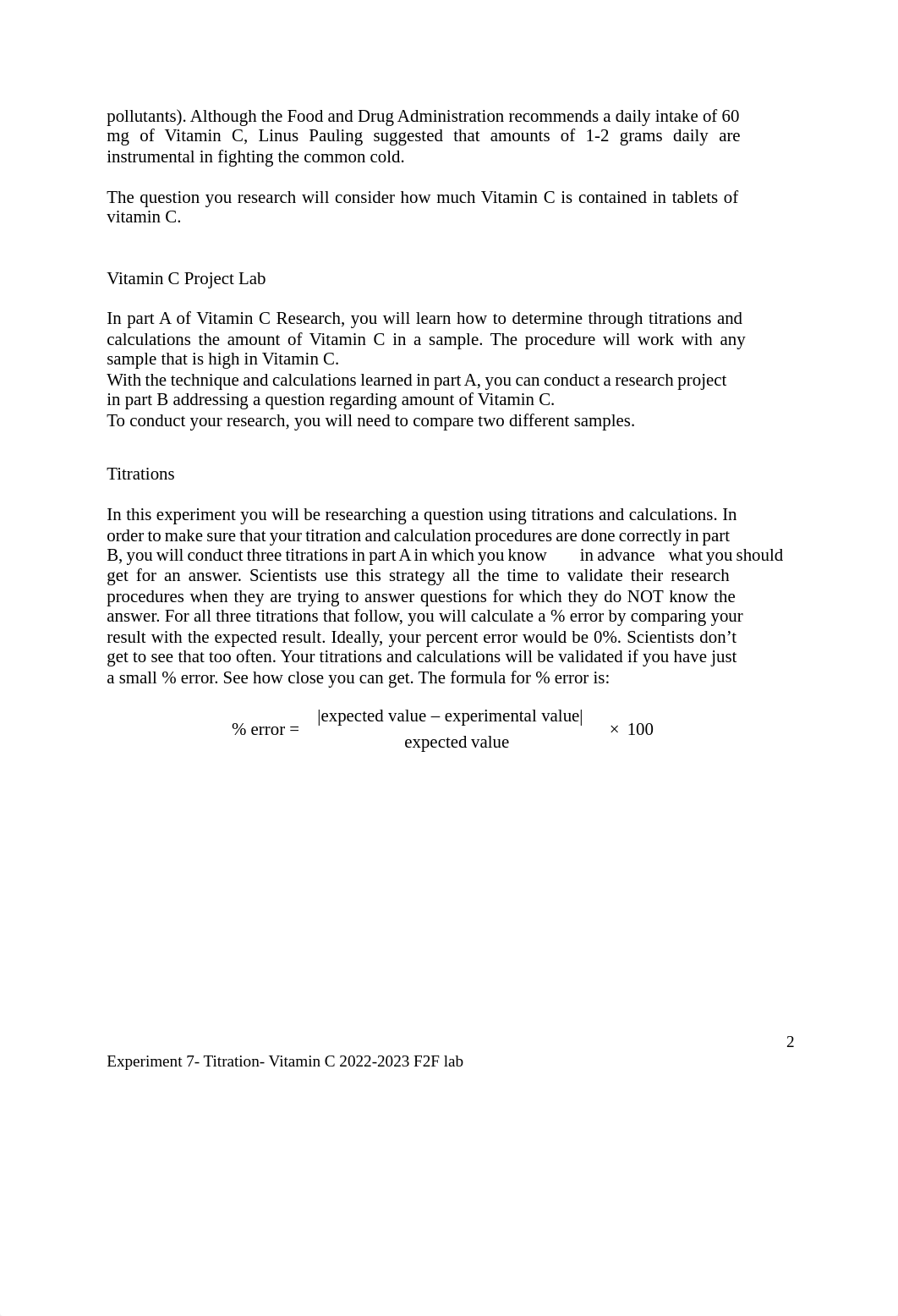 Experiment 7- Titration- Vitamin C Fall 2022 F2F.pdf_ddei0a0d7qe_page2