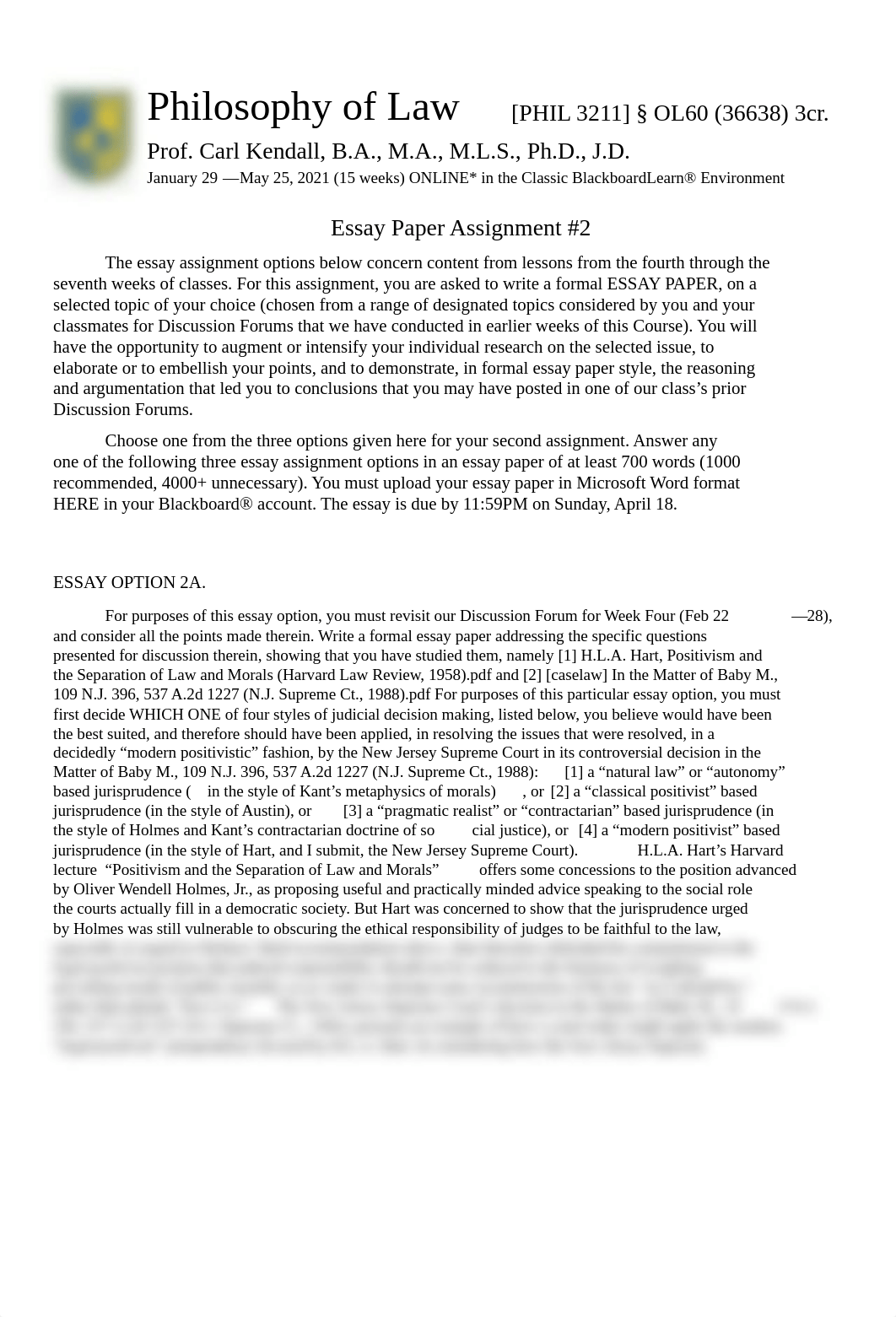 Dr. Kendall's Philosophy of Law SECOND Essay Assignment.pdf_ddf0xom4ag8_page1