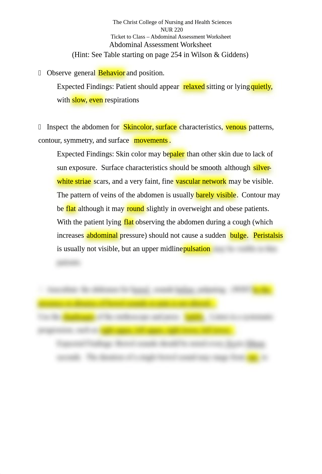 220 - Ticket to Class (Abdominal Assessment Worksheet).docx_ddf1bgmbvtf_page1