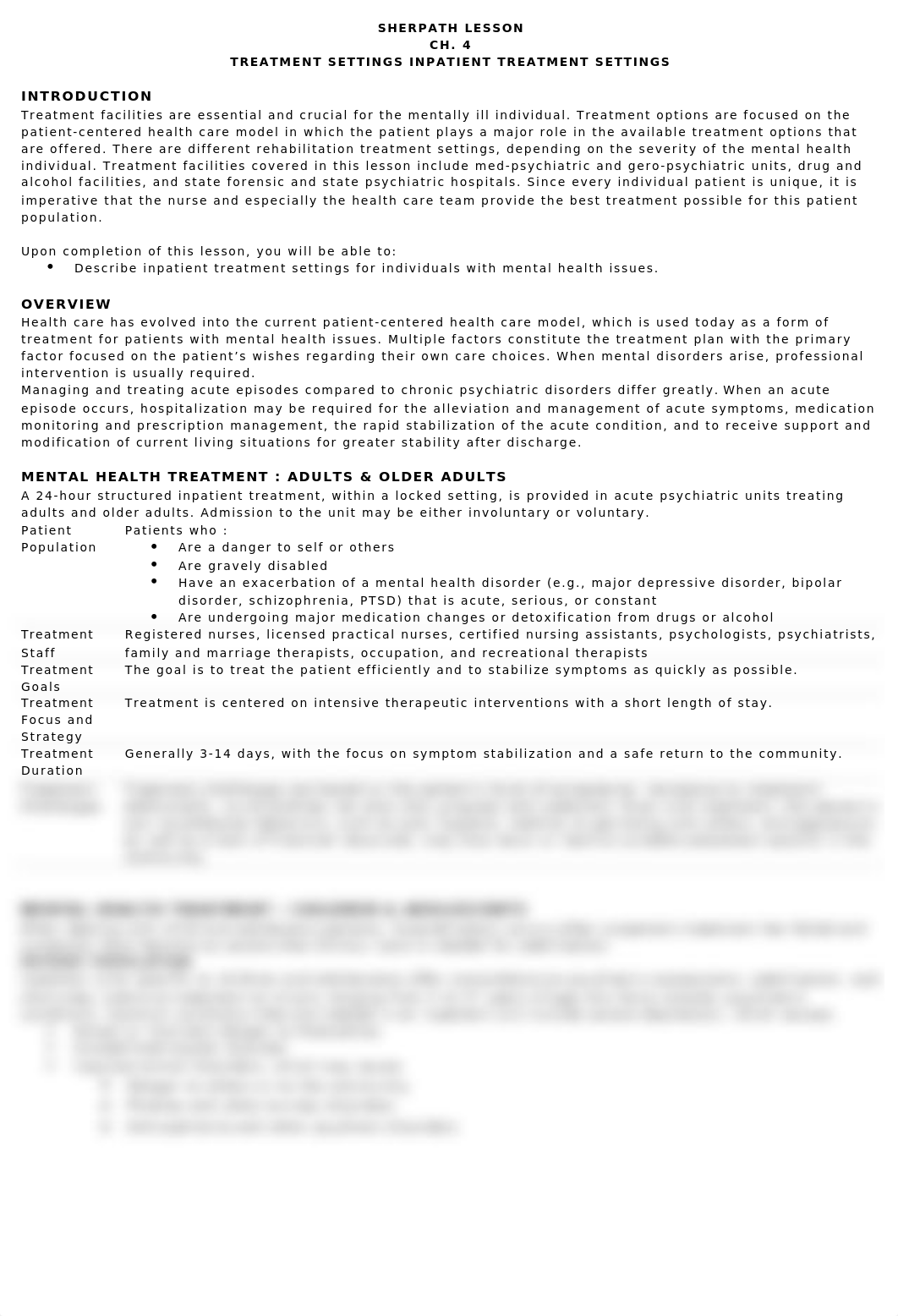 SHERPATH LESSON CH. 4 TREATMENT SETTINGS INPATIENT TREATMENT SETTINGS.docx_ddfihuu7c7i_page1