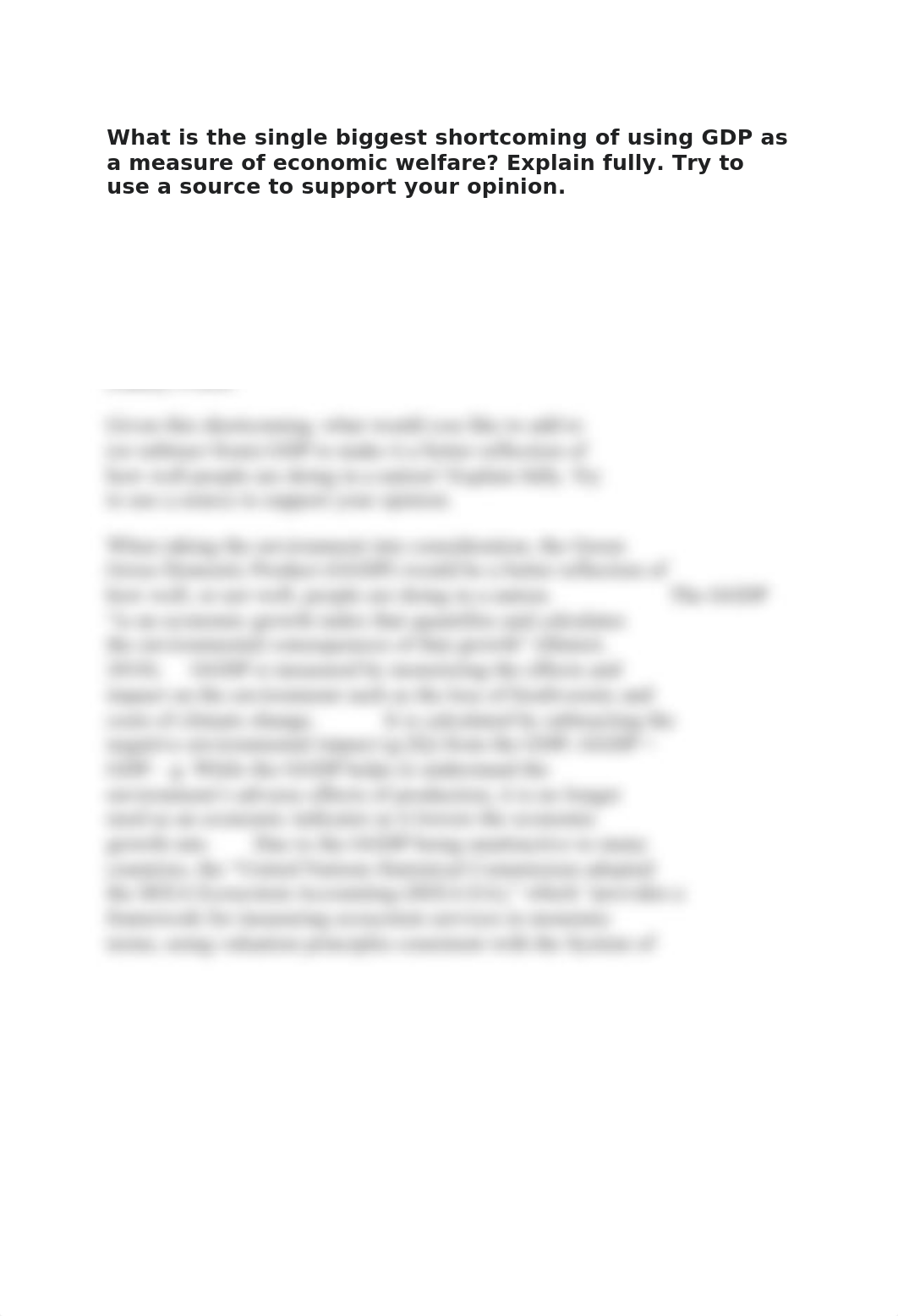 What is the single biggest shortcoming of using GDP as a measure of economic welfare.docx_ddg5n2fcv89_page1