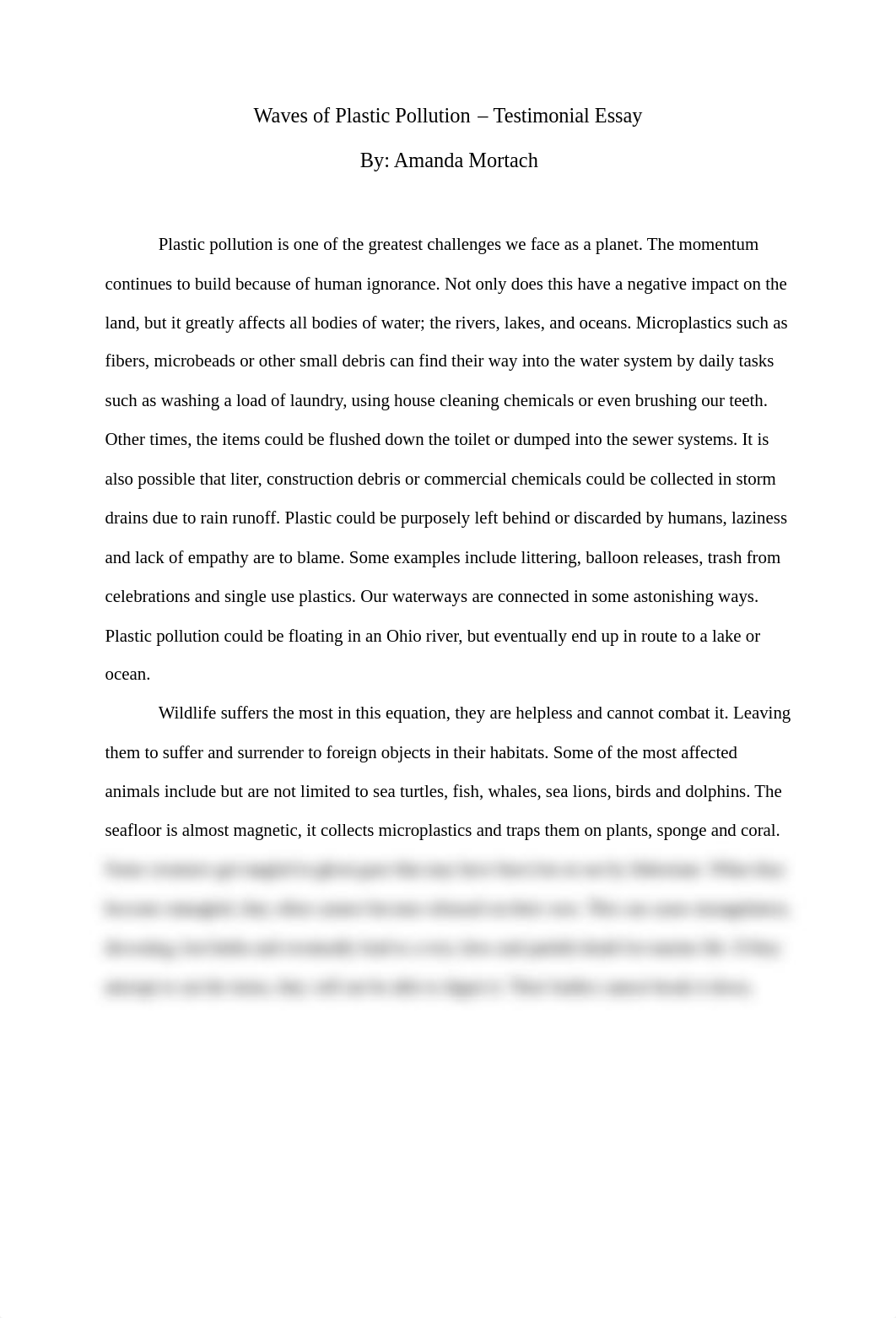 Waves of Plastic Pollution_Testimonial Essay_Amanda Mortach.pdf_ddg9g8eim6s_page1