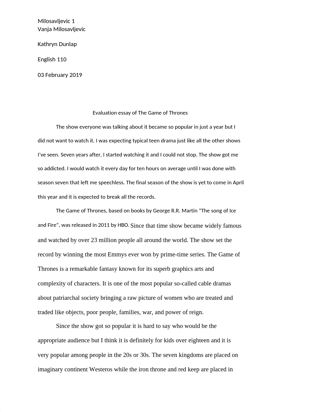 Evaluation essay of The Game of Thrones.docx_ddgcoun568a_page1