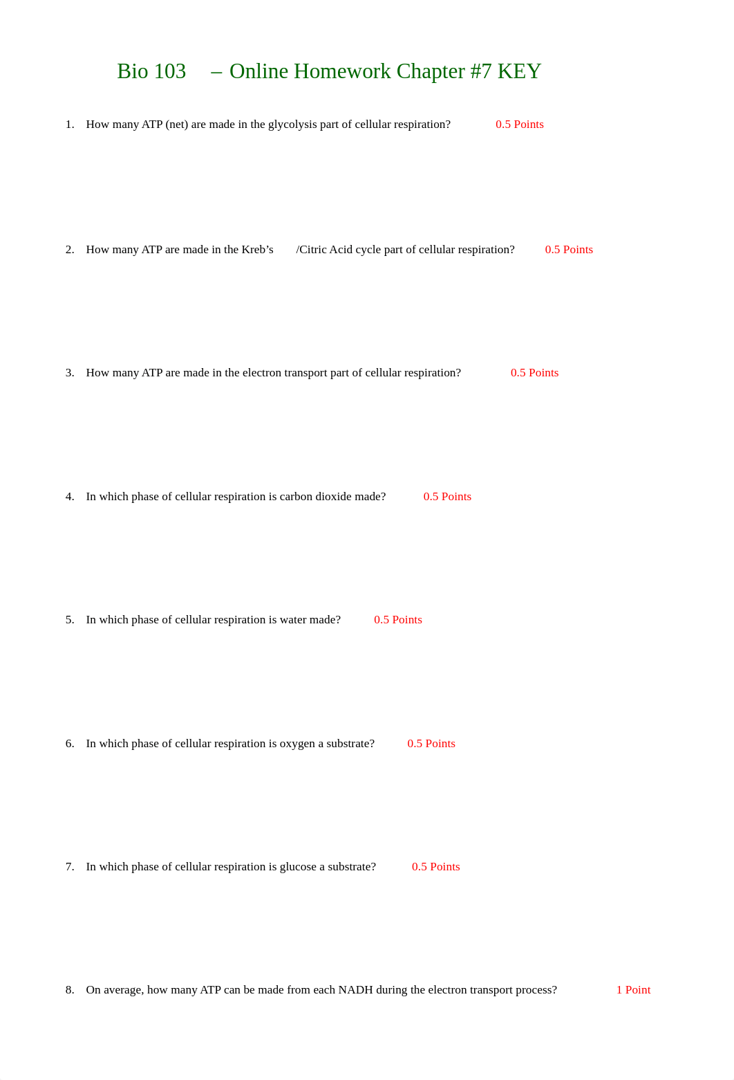 Bio 103 Homework 7 - Cell Respiration KEY.pdf_ddgfqp66tst_page1