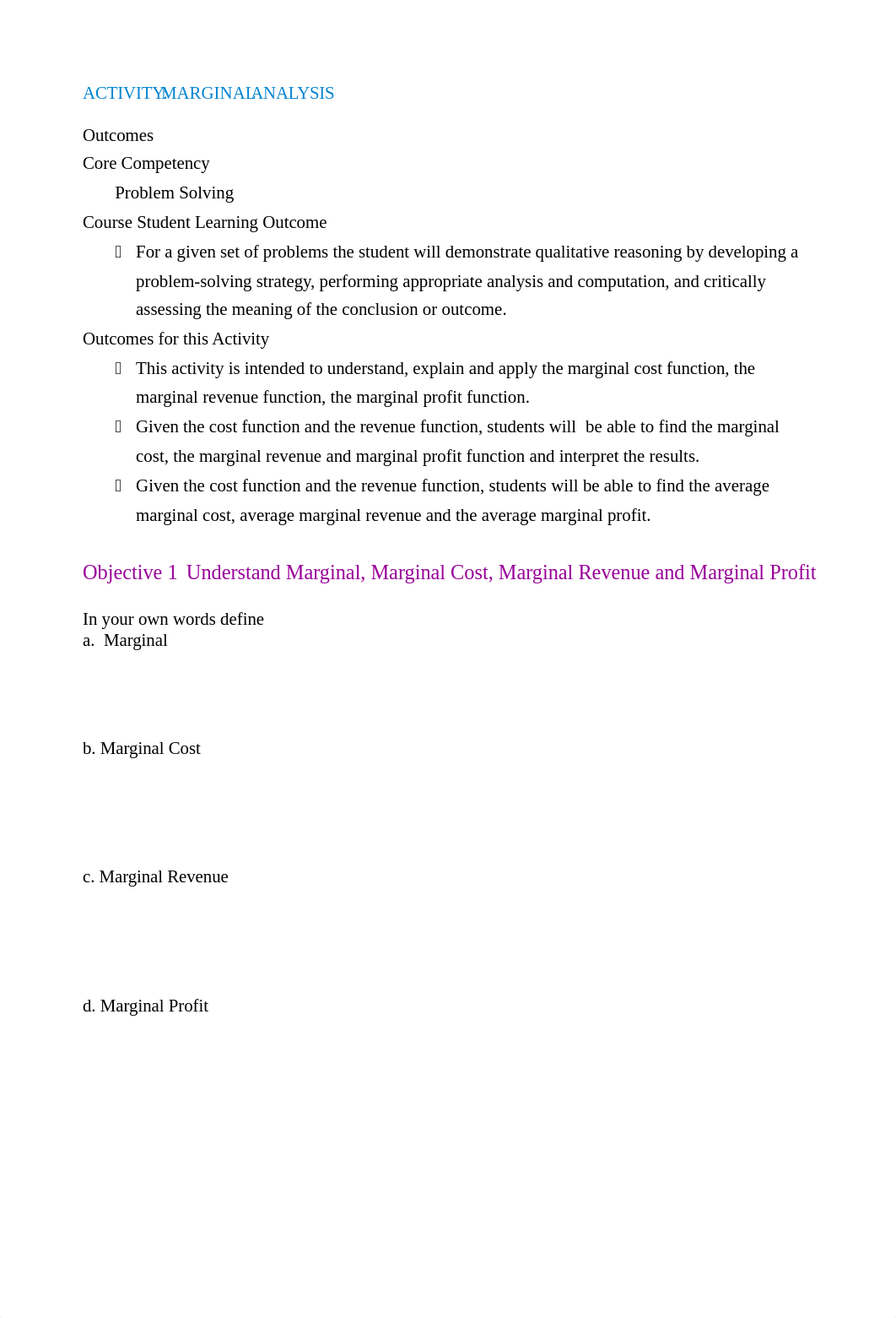 MATH 115 ACTIVITY MARGINAL ANALYSIS .pdf_ddhjnjc2hki_page1