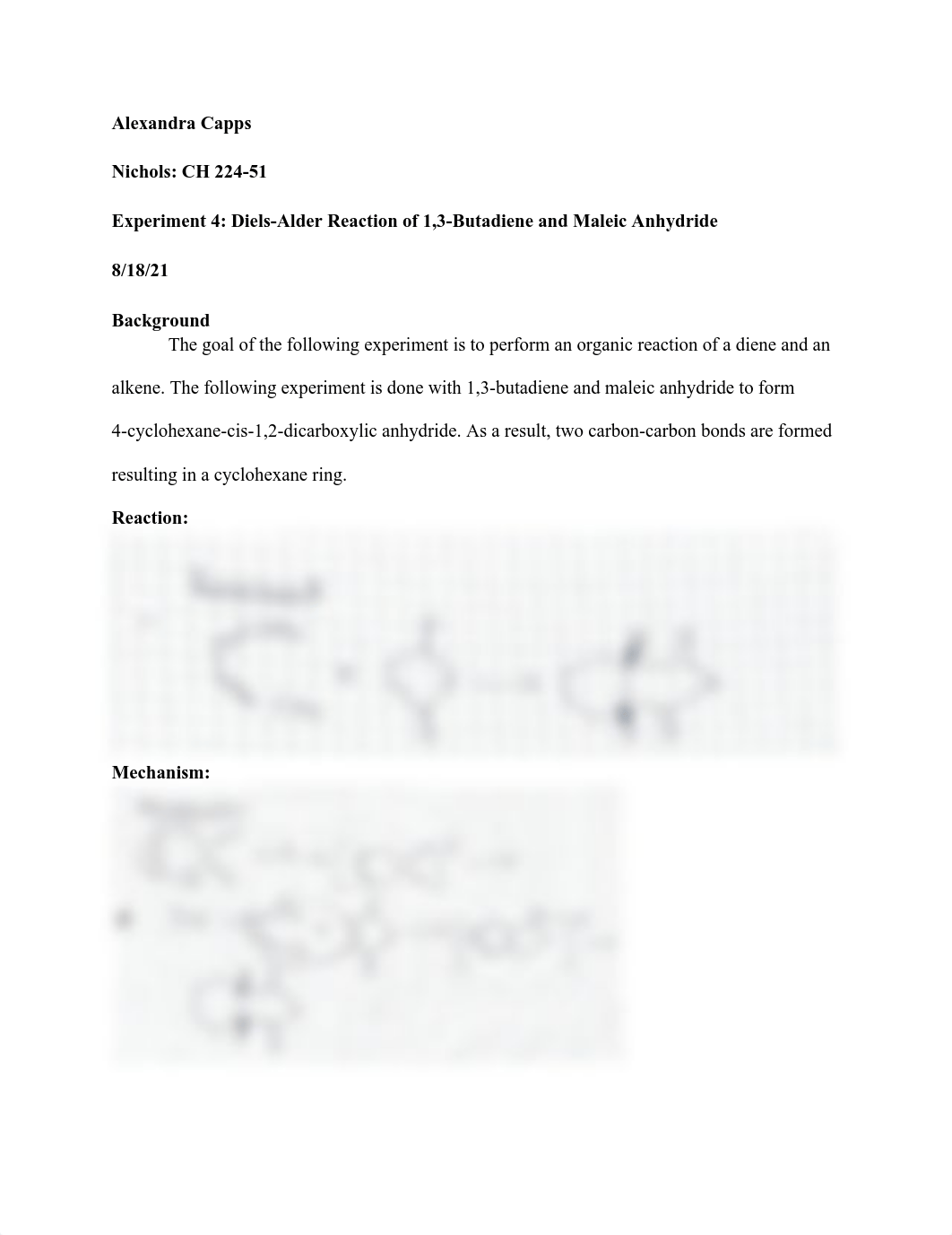 Experiment 4 lab report diels.pdf_ddi21fk6gg0_page1