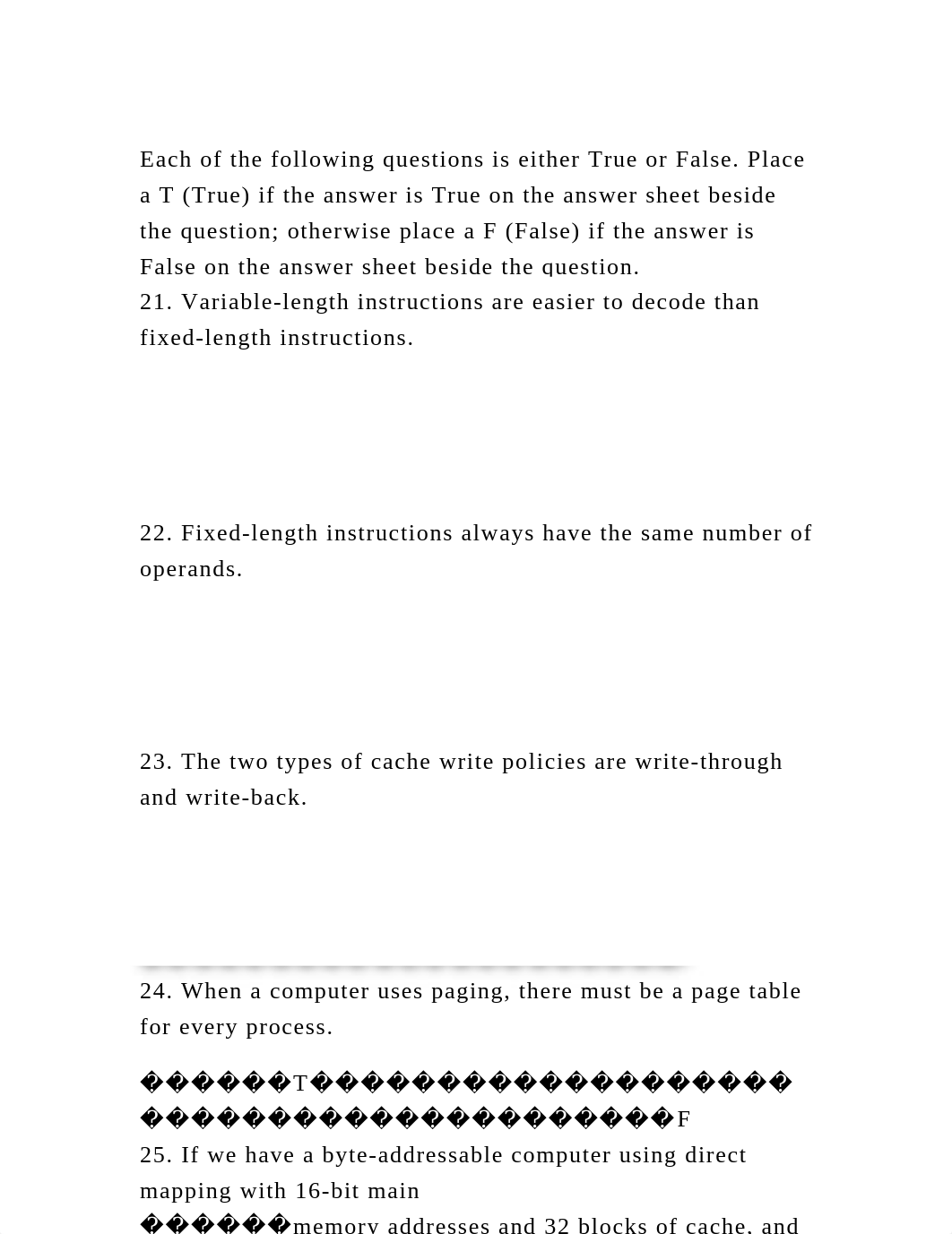 Each of the following questions is either True or False. Place a T (.docx_ddioro4iy39_page2