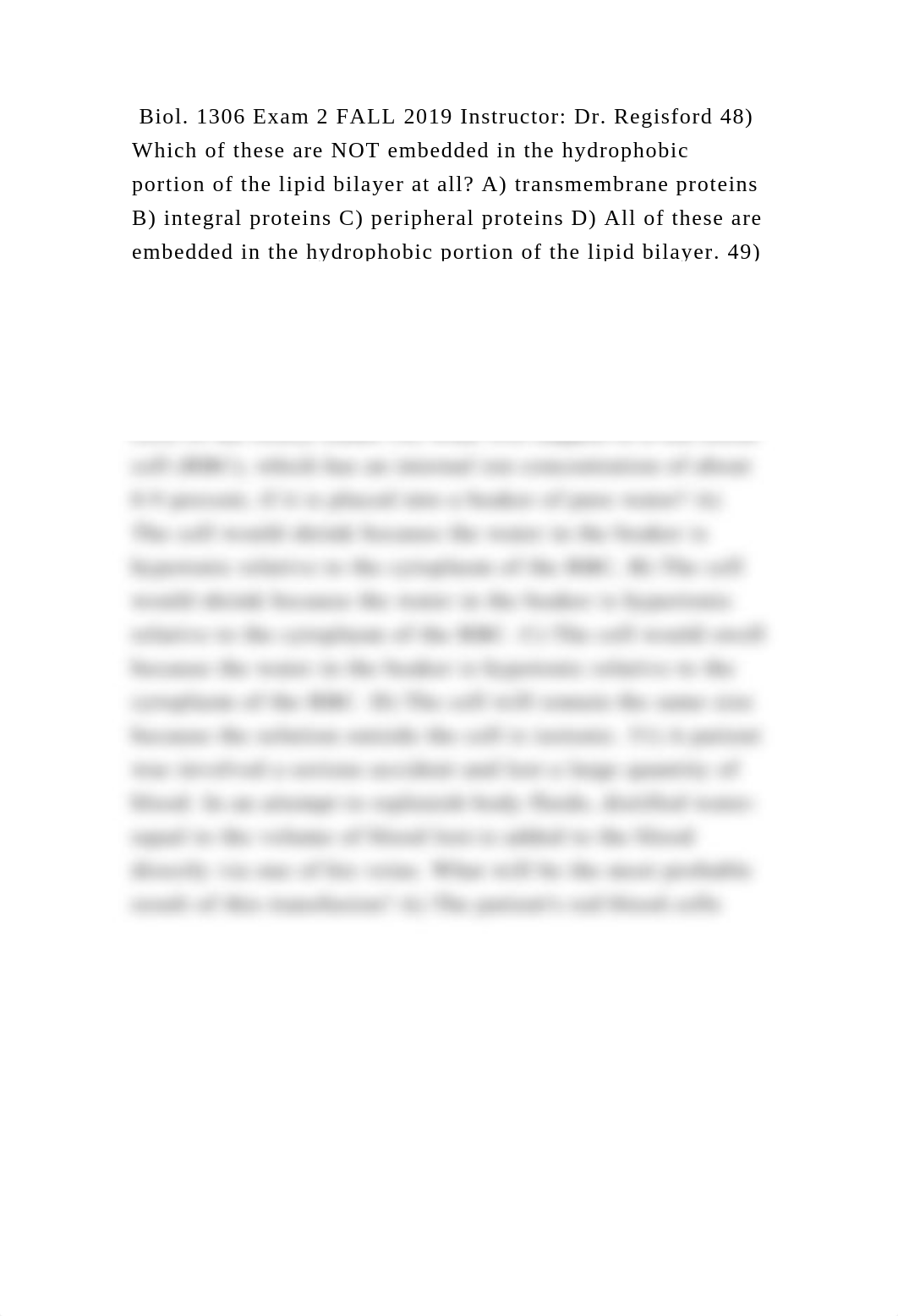 Biol. 1306 Exam 2 FALL 2019 Instructor Dr. Regisford 48) Which of th.docx_ddis2a5hn99_page2