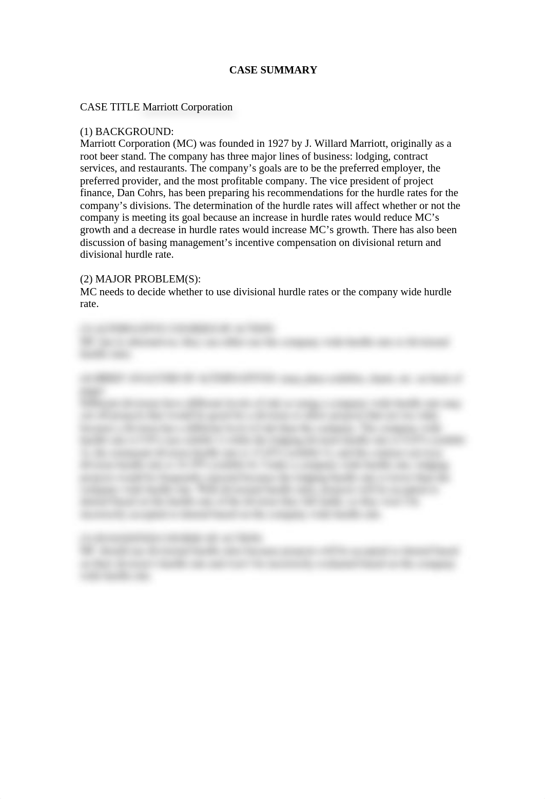 Marriott Corp. Case Summary_ddjfuuviua2_page1