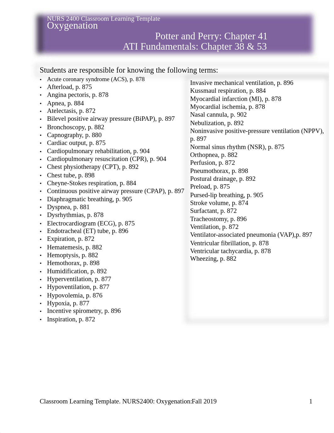 NURS 2400 Classroom Learning Template Oxygenation.pdf_ddk4hl1ormh_page1