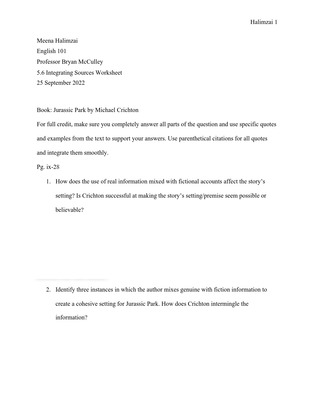 Jurassic Park Questions - Meena Halimzai.pdf_ddk5ygj9me7_page1