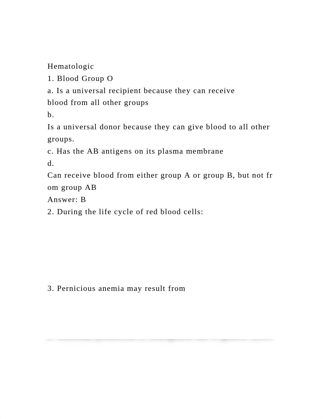 Hematologic1. Blood Group O a. Is a universal recipient becaus.docx_ddk7qd6dofm_page2