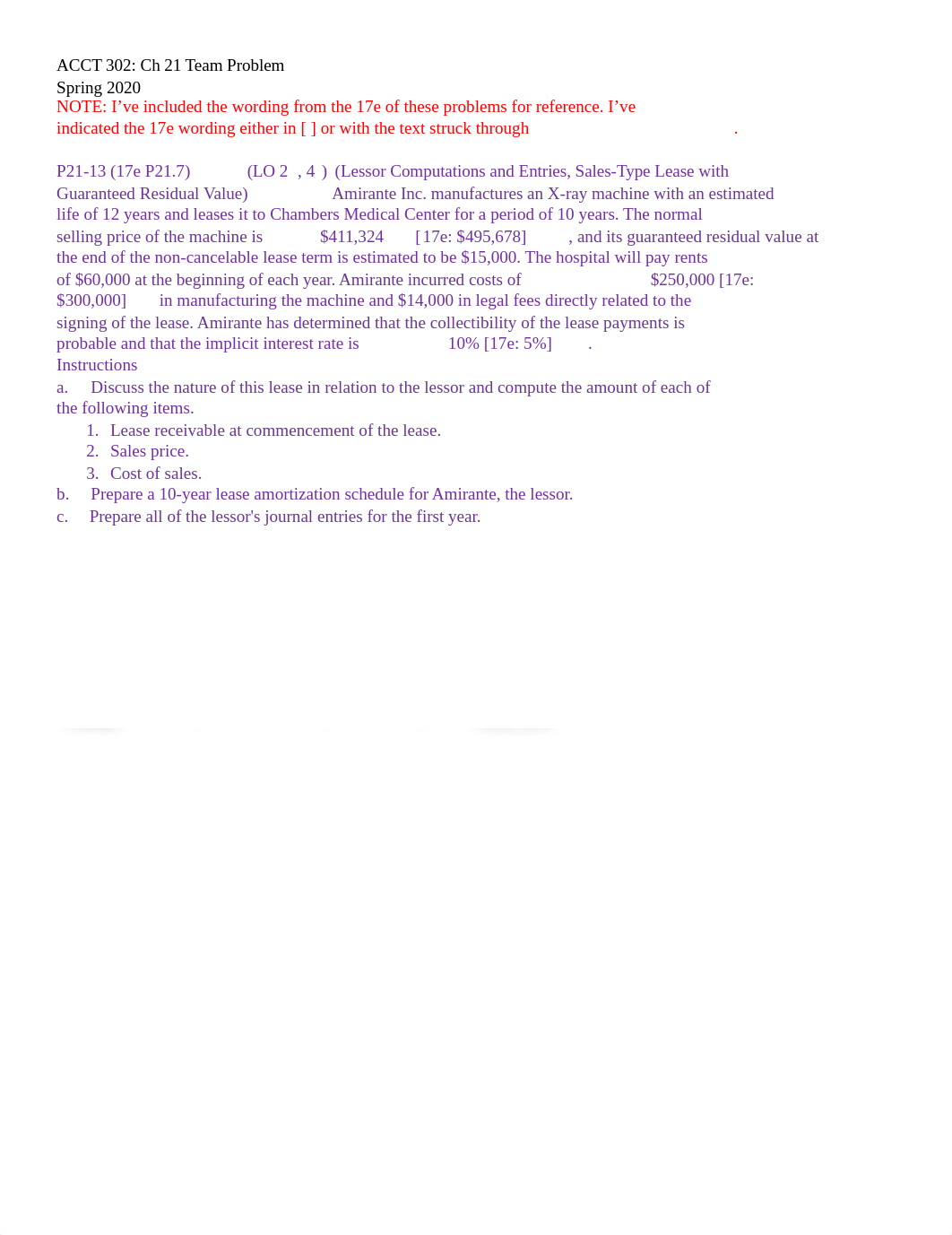 ACCT 341 - Ch 21 Team Problem Solutions - Spring 2020.docx_ddk84v3x63f_page1