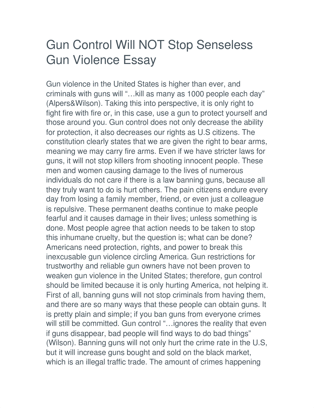 Gun Control Will NOT Stop Senseless Gun Violence Essay.docx_ddkaaqs5sav_page1