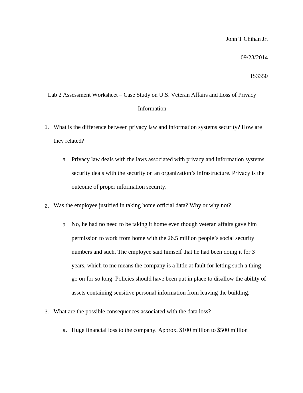 Lab 2 Assessment Worksheet - Case Study on U.S. Veteran Affairs and Loss of Privacy Information_ddkg9psk7y5_page1