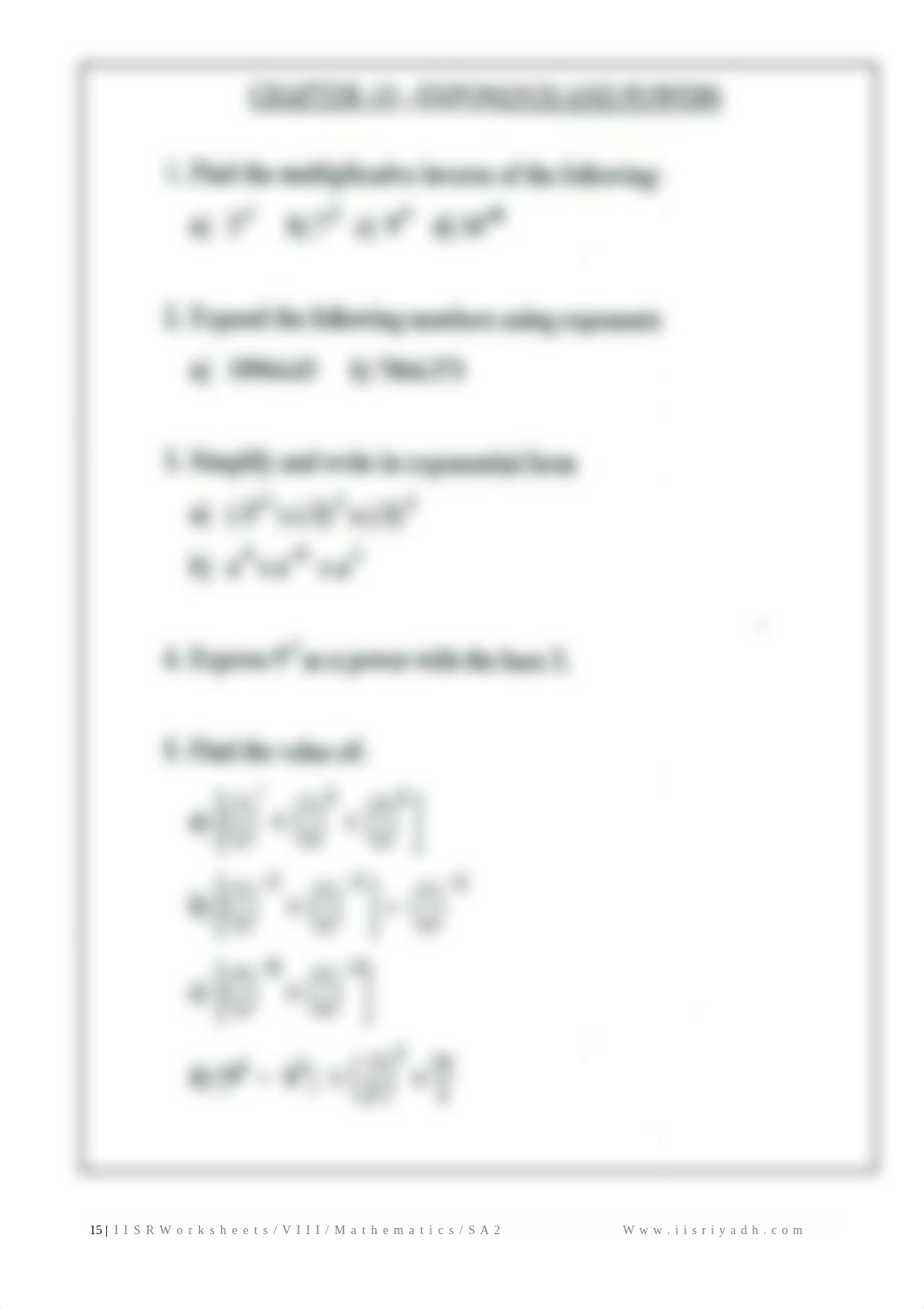 CBSE Class 8 Mathematics Exponents And Powers Worksheet Set A.pdf_ddkkmpr764s_page1