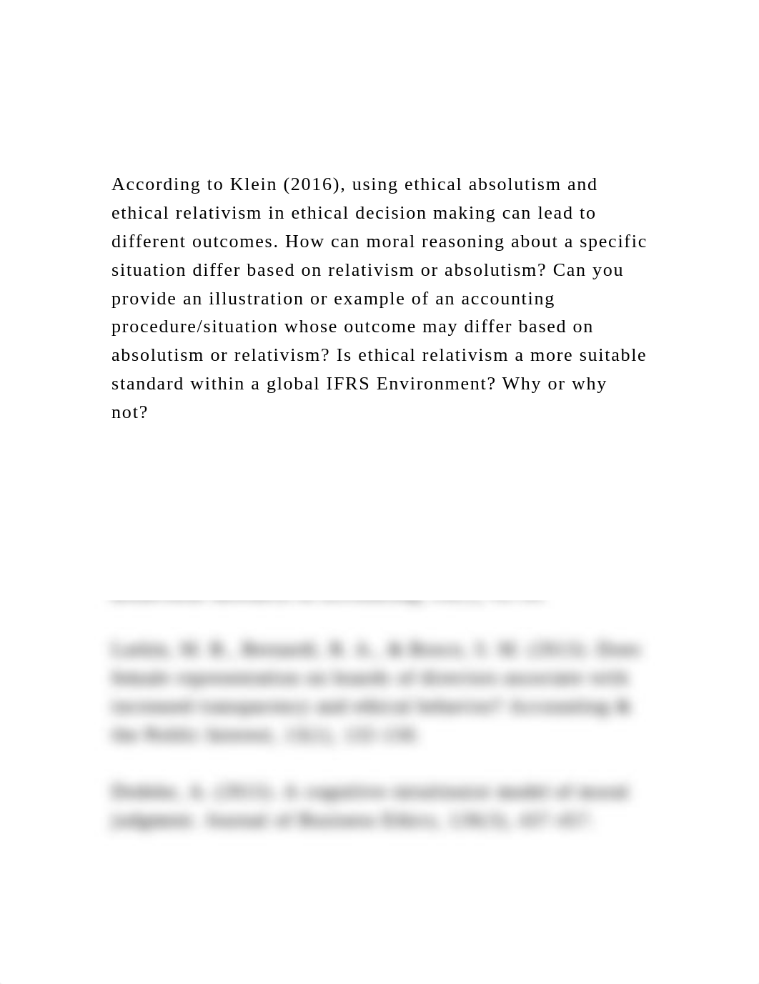 According to Klein (2016), using ethical absolutism and ethical .docx_ddkqzhkl5ea_page2