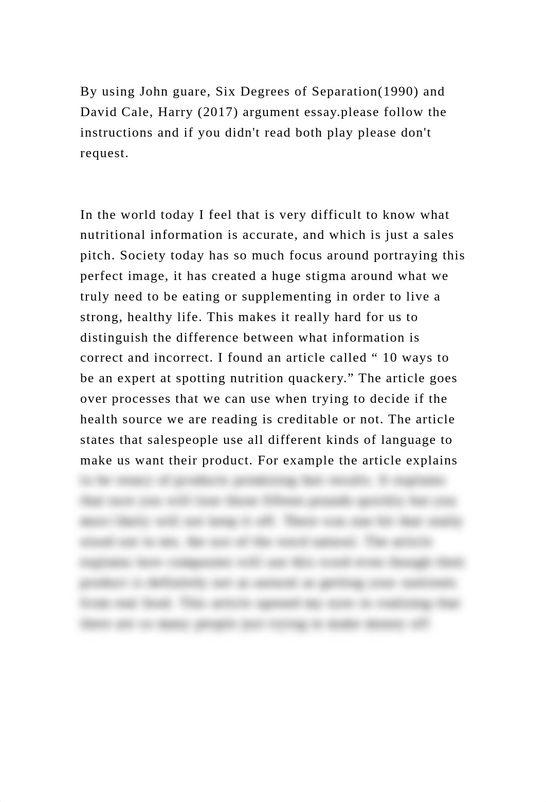 By using John guare, Six Degrees of Separation(1990) and David Cale,.docx_ddkwfkgl14u_page2