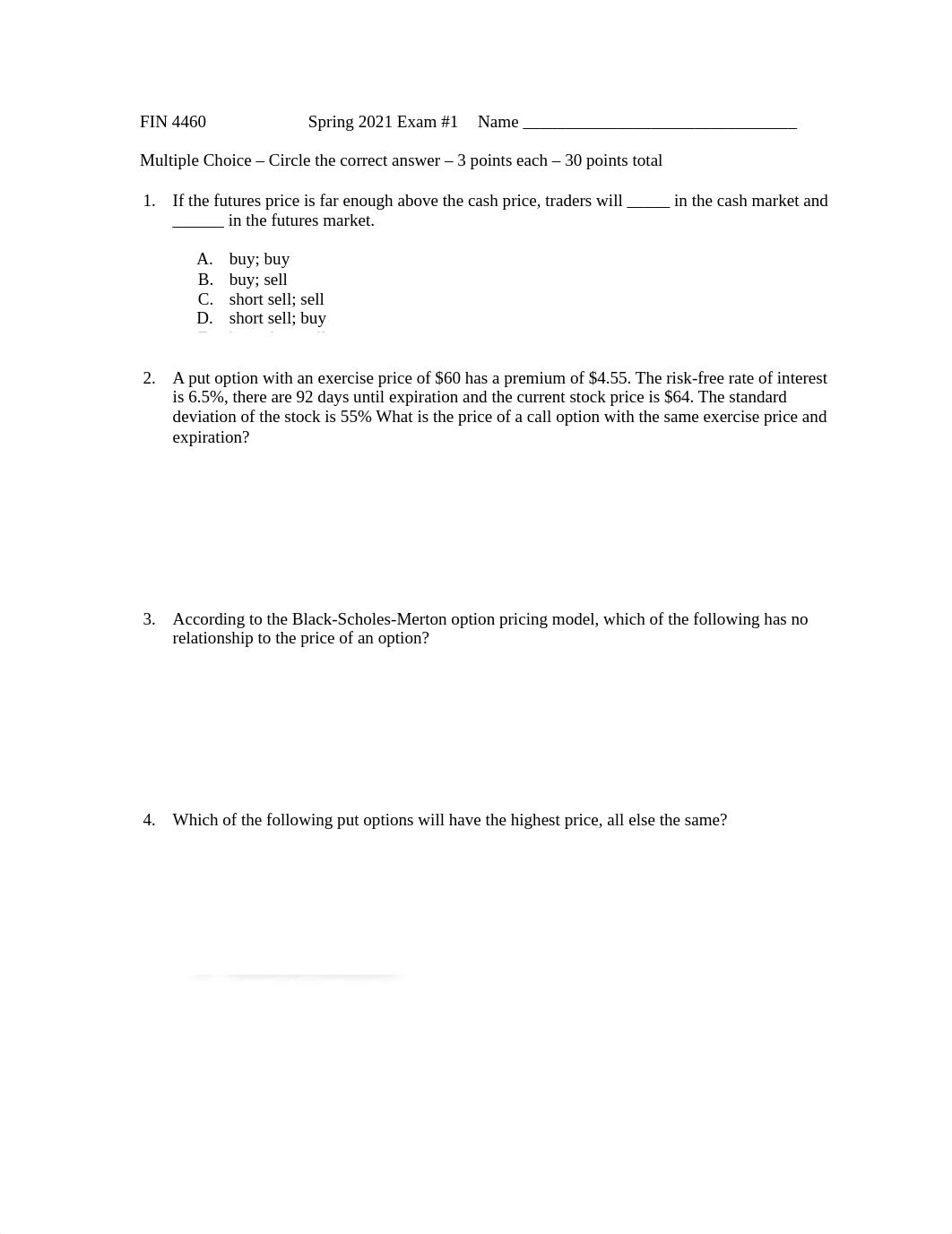 FIN 4460 Exam 1 Spring 2021.pdf_ddl0bva7cdr_page1