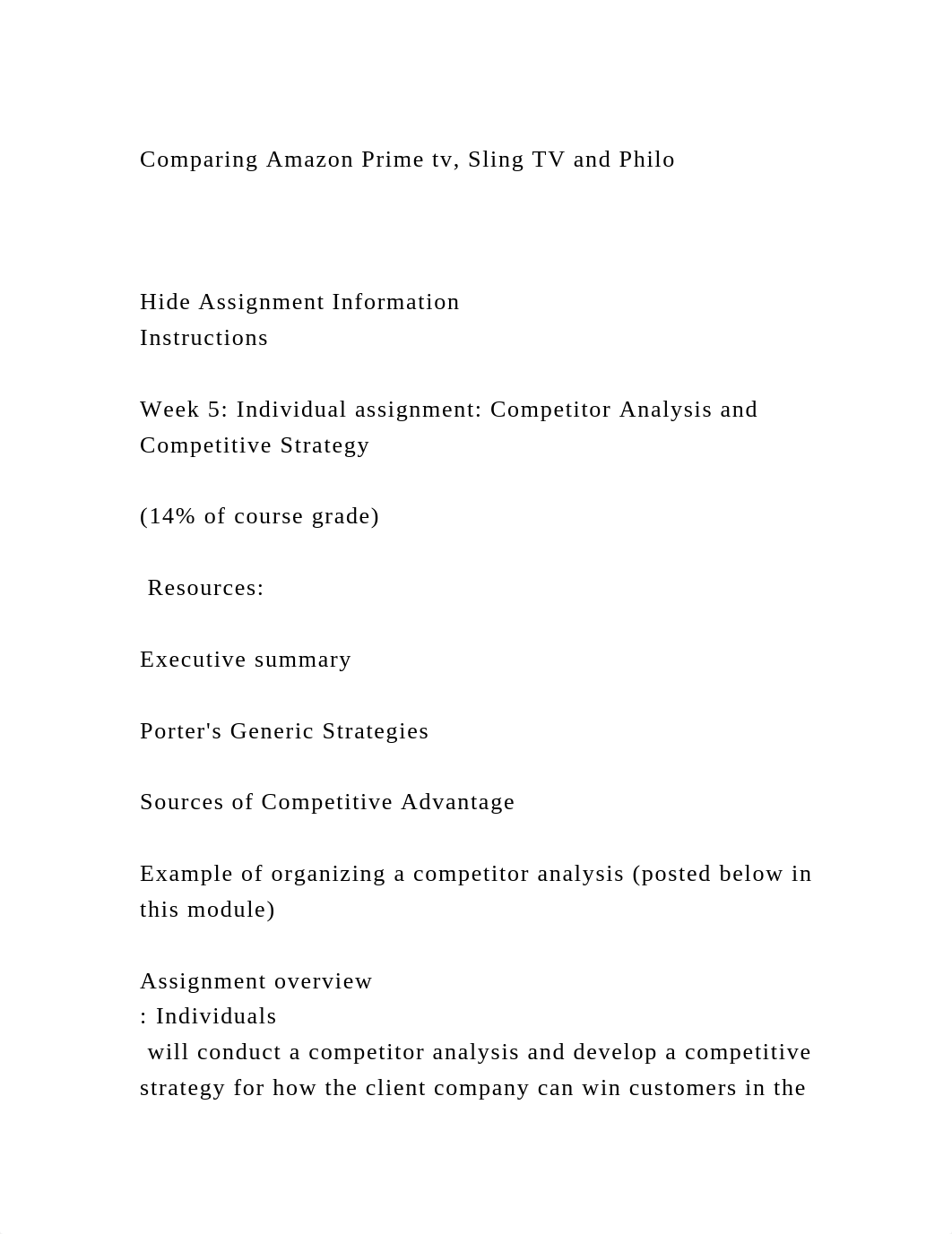 Comparing Amazon Prime tv, Sling TV and Philo Hide Assignmen.docx_ddl4q3agbpy_page2