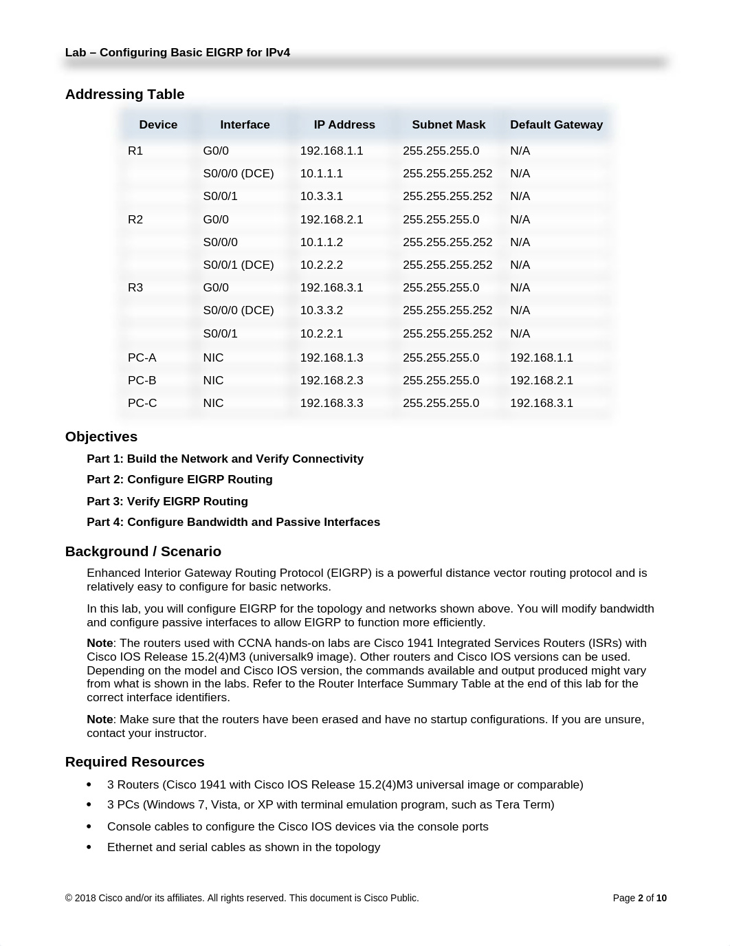 6.2.2.5 Lab - Configuring Basic EIGRP for IPv4.docx_ddlrvker025_page2