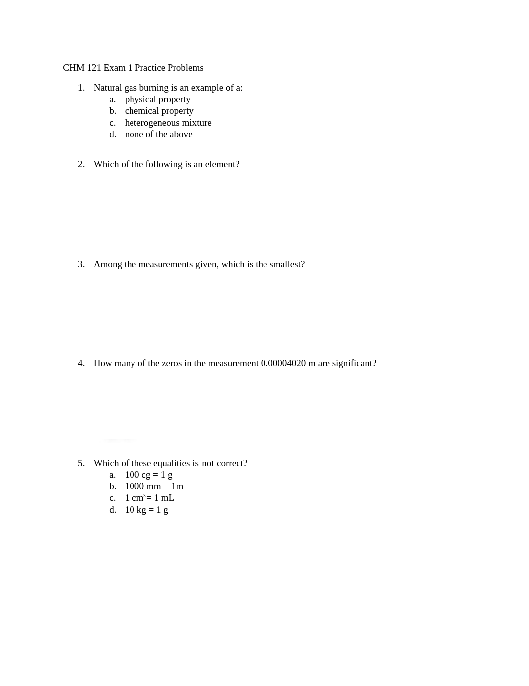 CHM 121 Exam 1 Practice Problems Sneak Peak (Erika S)_ddltfy2x3gk_page1