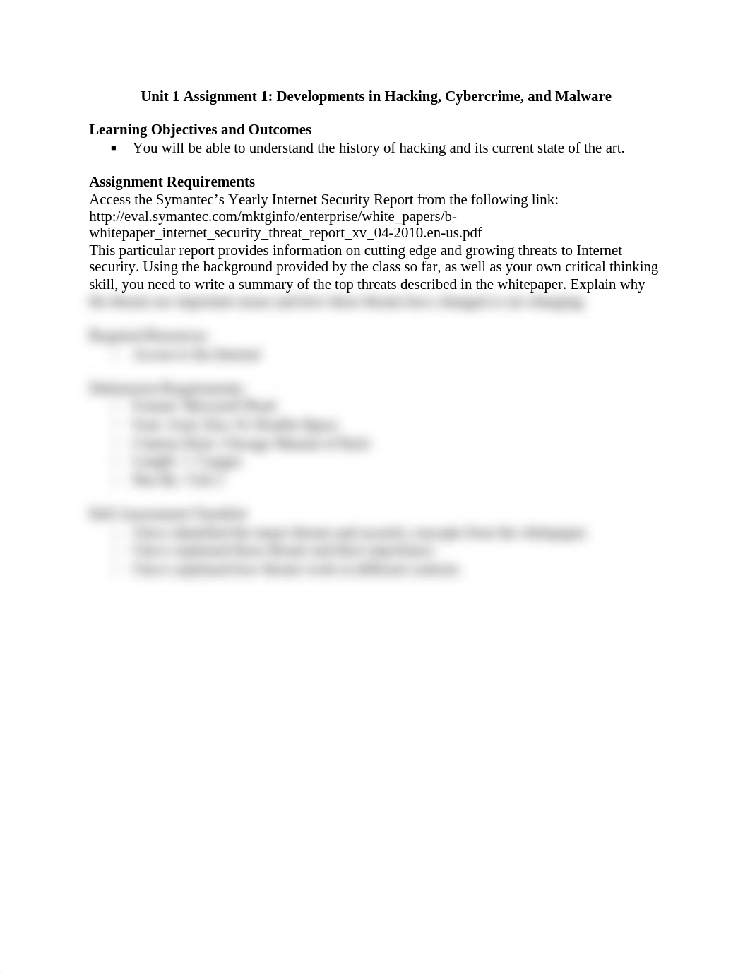 Unit 1 Assignment 1 Developments in Hacking, Cybercrime, and Malware_ddlwmzmyayz_page1