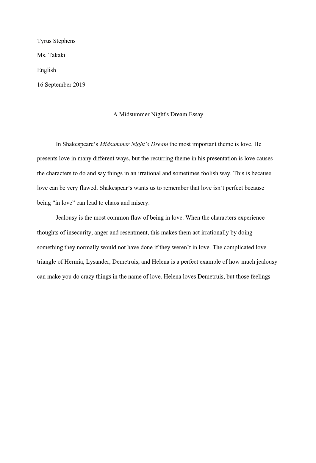 Second Draft A midsummer night's dream essay.pdf_ddmflq0ne28_page1