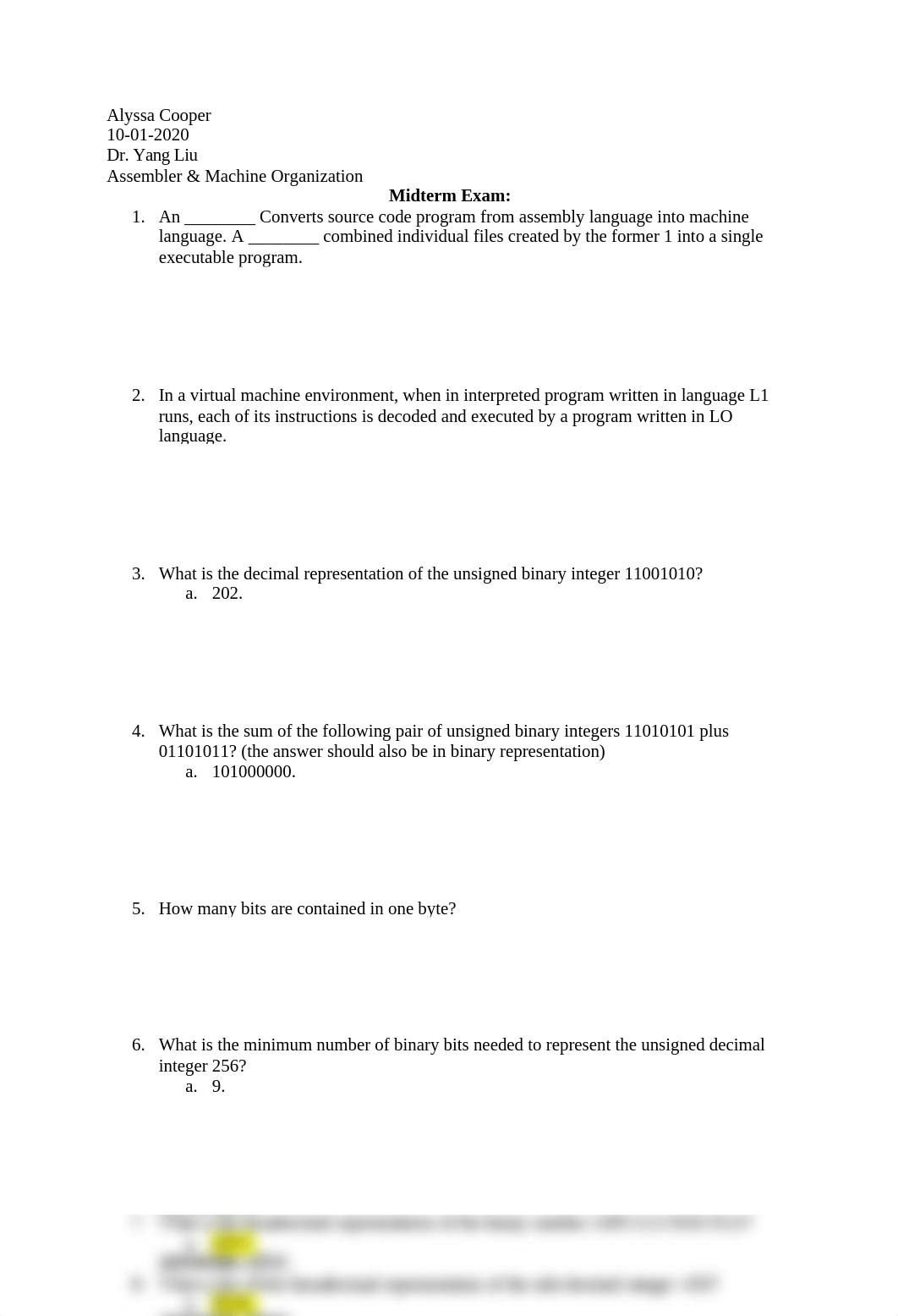 Midterm. Exam - Assembler & Machine Organization (Yang Liu) Fall 2020.docx_ddmpvtrw2oj_page1