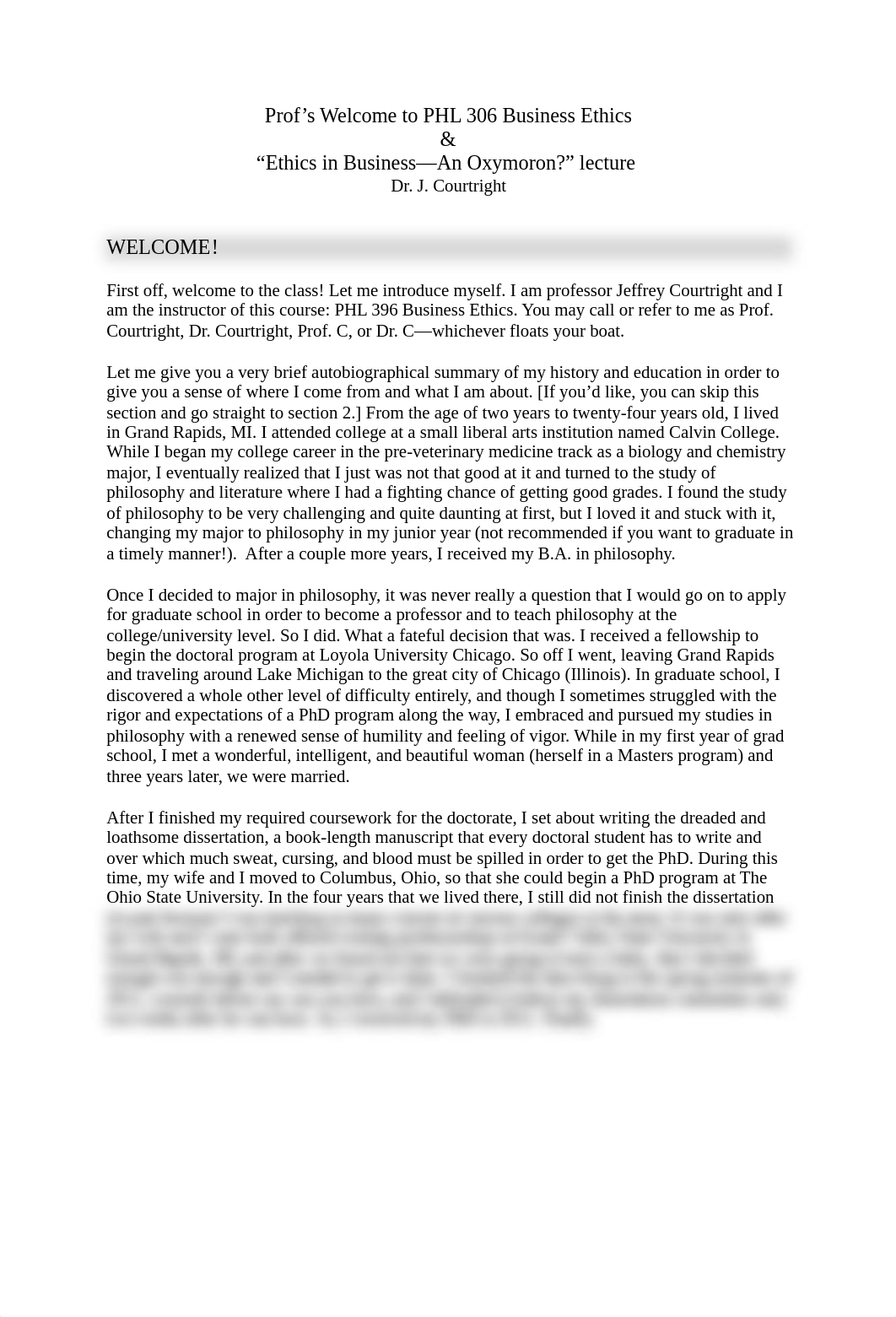 PHL 306 Business Ethics--Prof's Welcome and 'Ethics in Business-An Oxymoron' lecture_ddn7oddgf7r_page1