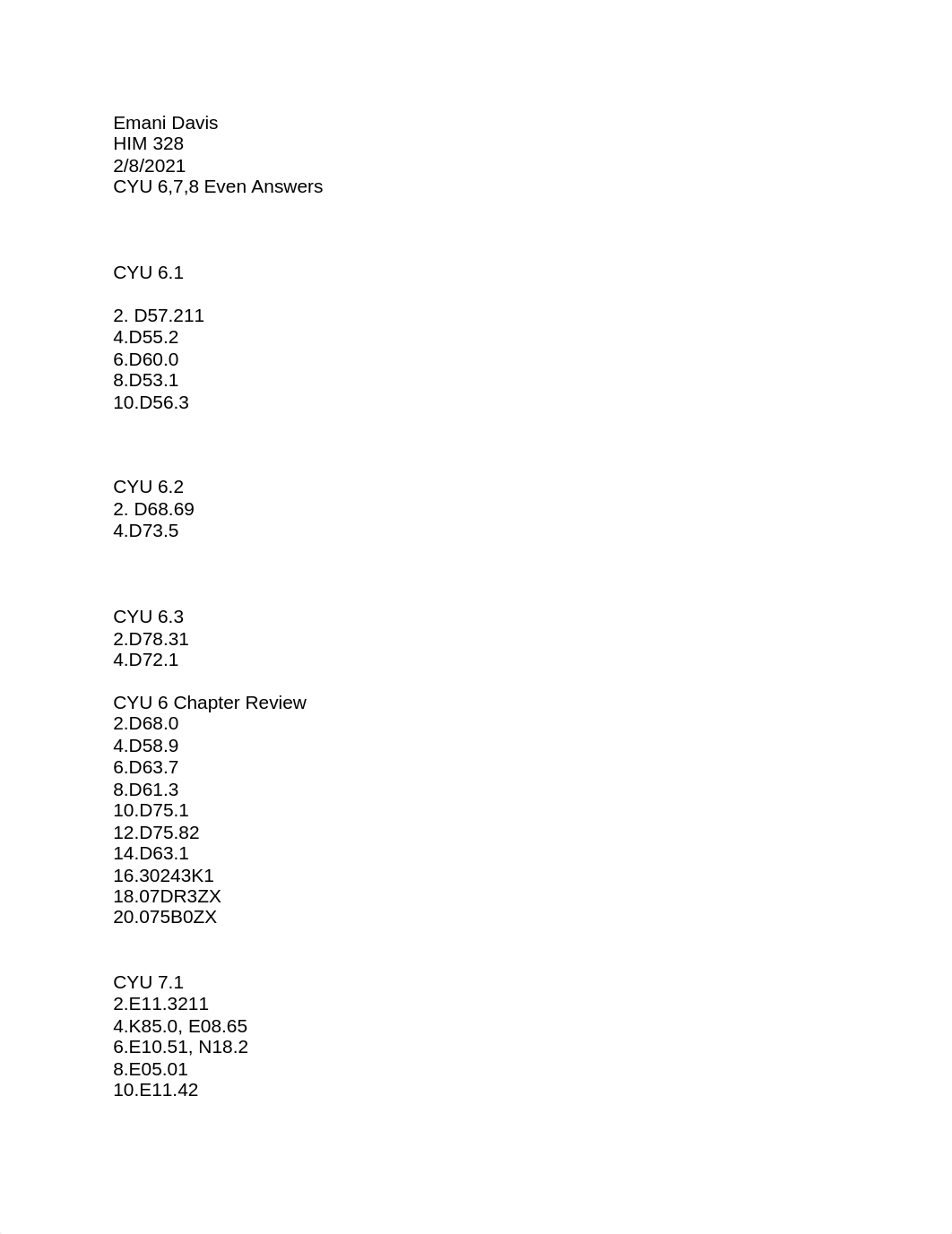 HIM 328 CYU 6,7,8 Even Answers-EDAVIS.docx_ddndley2wiz_page1