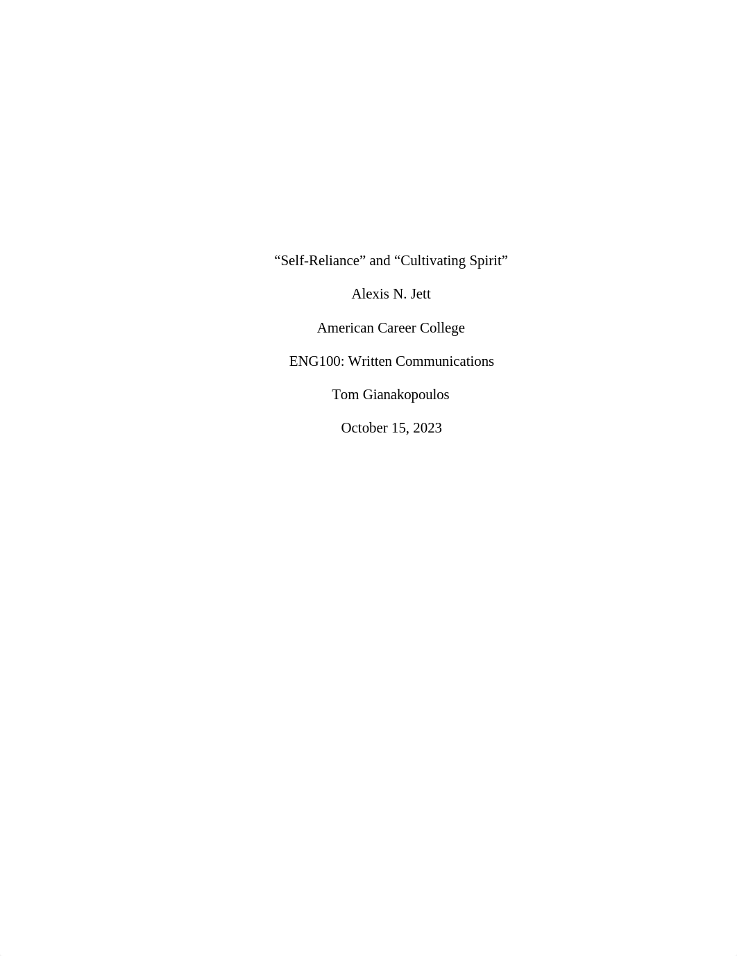 Eng100 Written Communications Self-Reliant and Cultivating a Resilient Spirit Compare and Contrast E_ddndpnwmun8_page1