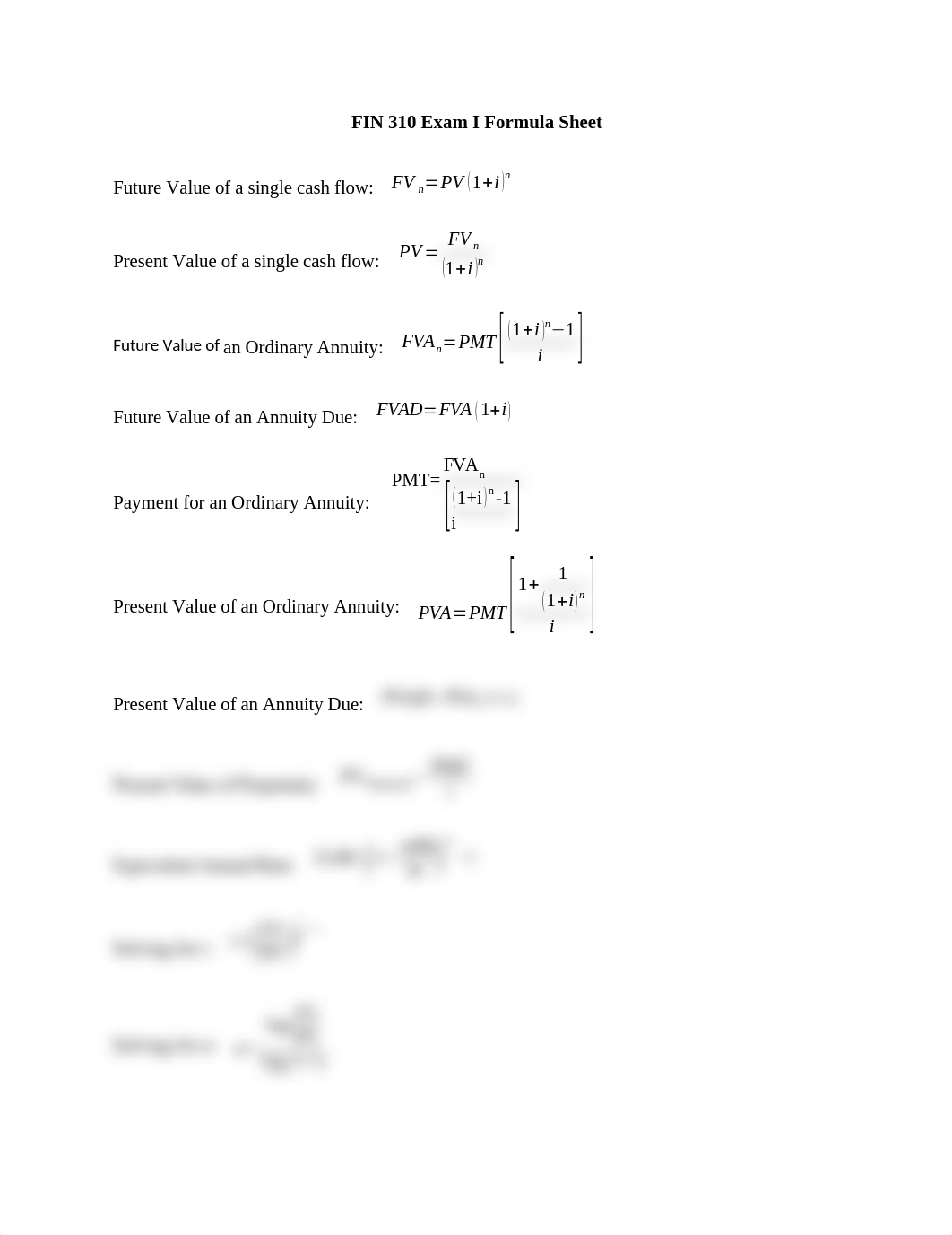 FIN 310 Exam I Formula Sheet.docx_ddo2f14l38w_page1
