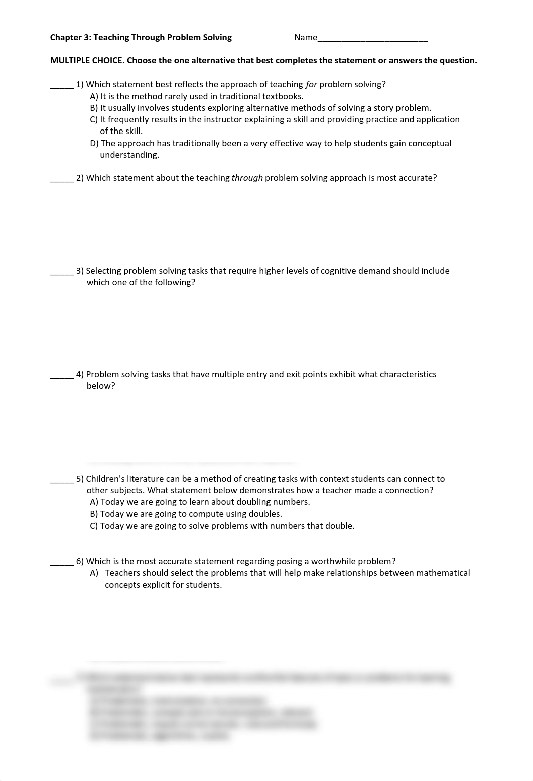 Text-Elem. & Middle Sch. Math-Teaching Developmentally-Ch 3 Quiz and KEY-Teaching Through Problem So_ddo9k7i2aad_page1