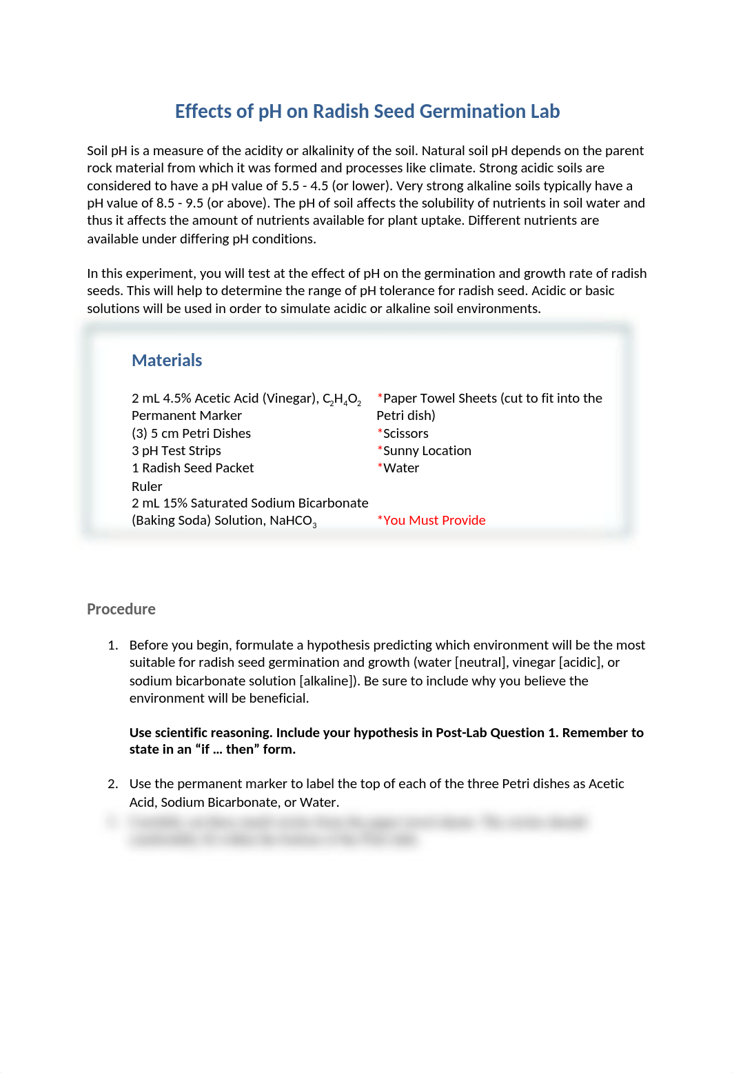 BIO105 Lab 10 Effect of pH on Radish Seed Germination 1.docx_ddohbz874la_page1