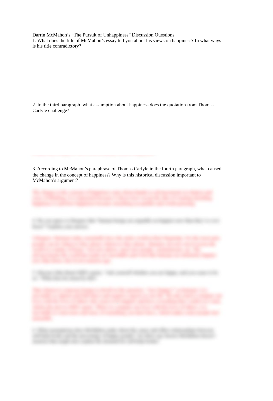 Darrin McMahon Pursuit of Unhappiness Discussion Questions.docx_ddp72gv5u83_page1