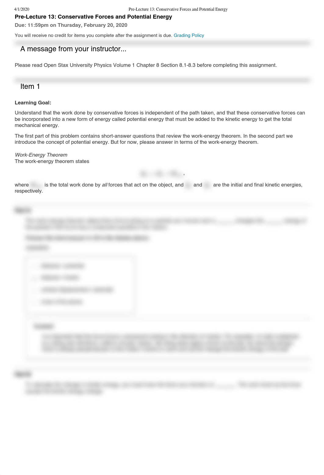 Pre-Lecture 13_ Conservative Forces and Potential Energy.pdf_ddq6kwmpby7_page1