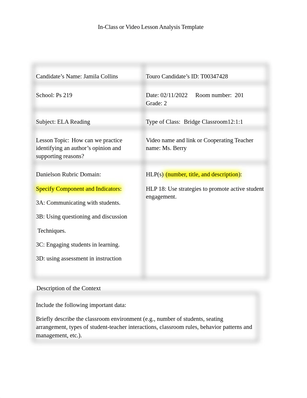 In-Class or Video Lesson Analysis Template 2.docx_ddqse5tqjcn_page1