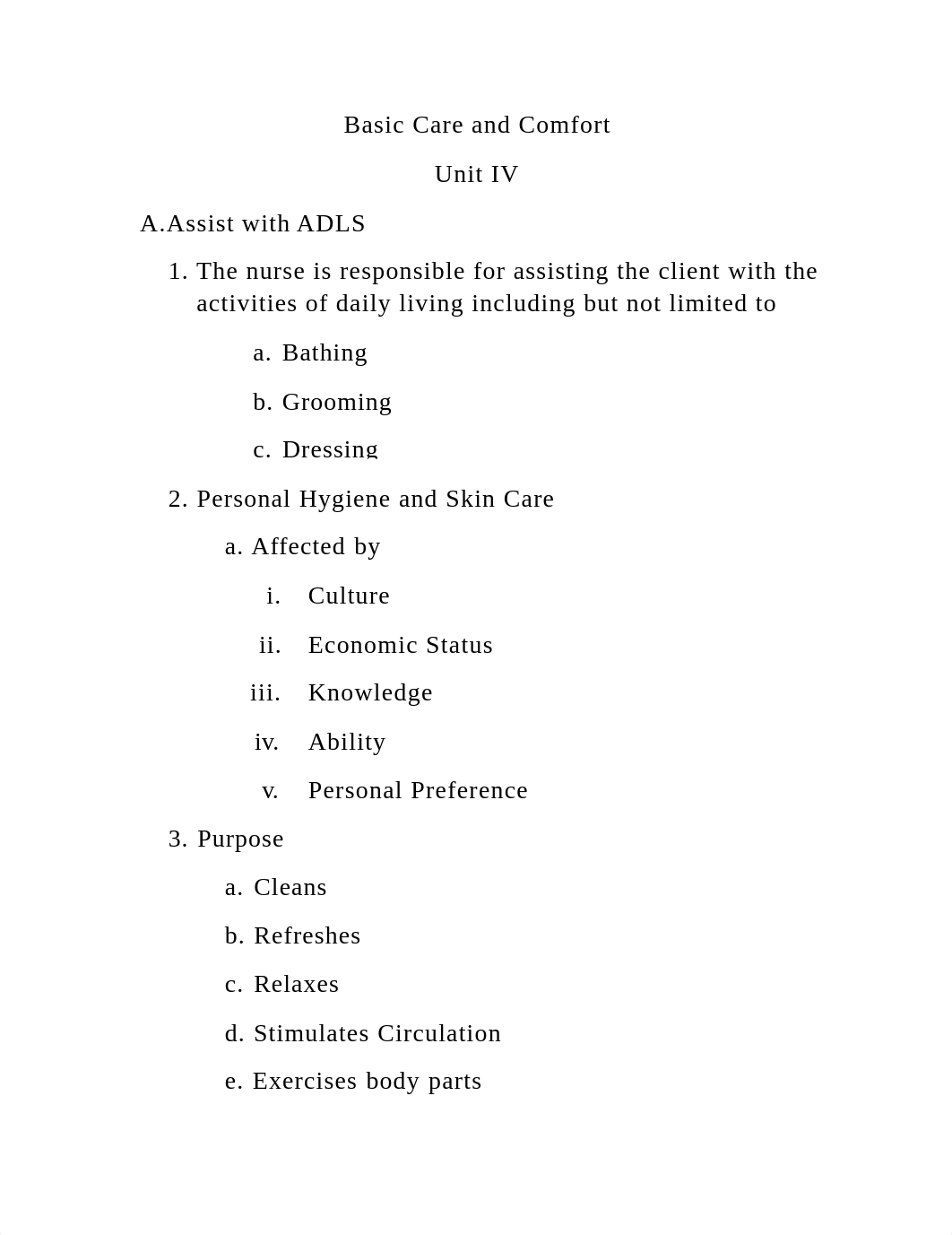 Unit IV Basic Care and Comfort Notes.doc_ddqyzkkjmno_page1