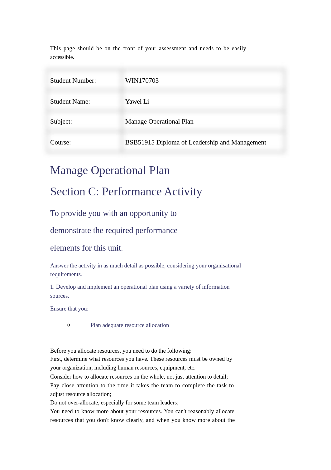 Unit 4 Manage Operational Plan Section C- Yawei Li(David) 170703.docx_ddr4ddot8u9_page1