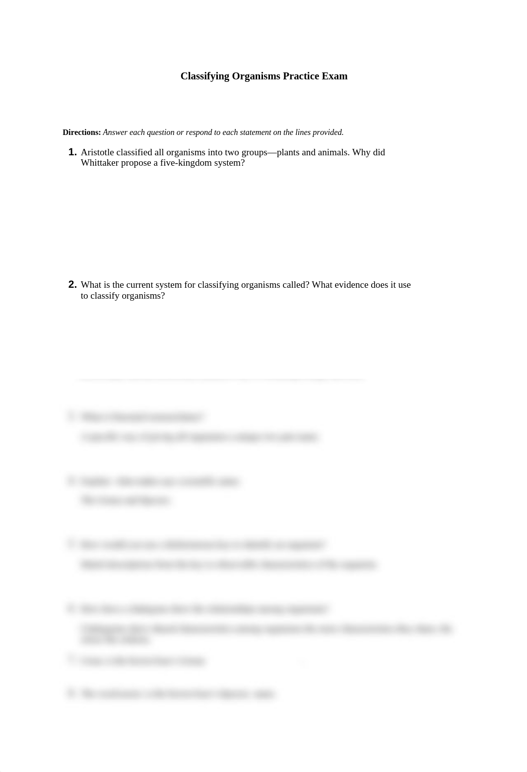 Classifying Organisms Practice Exam.docx_ddrdhxclk2d_page1