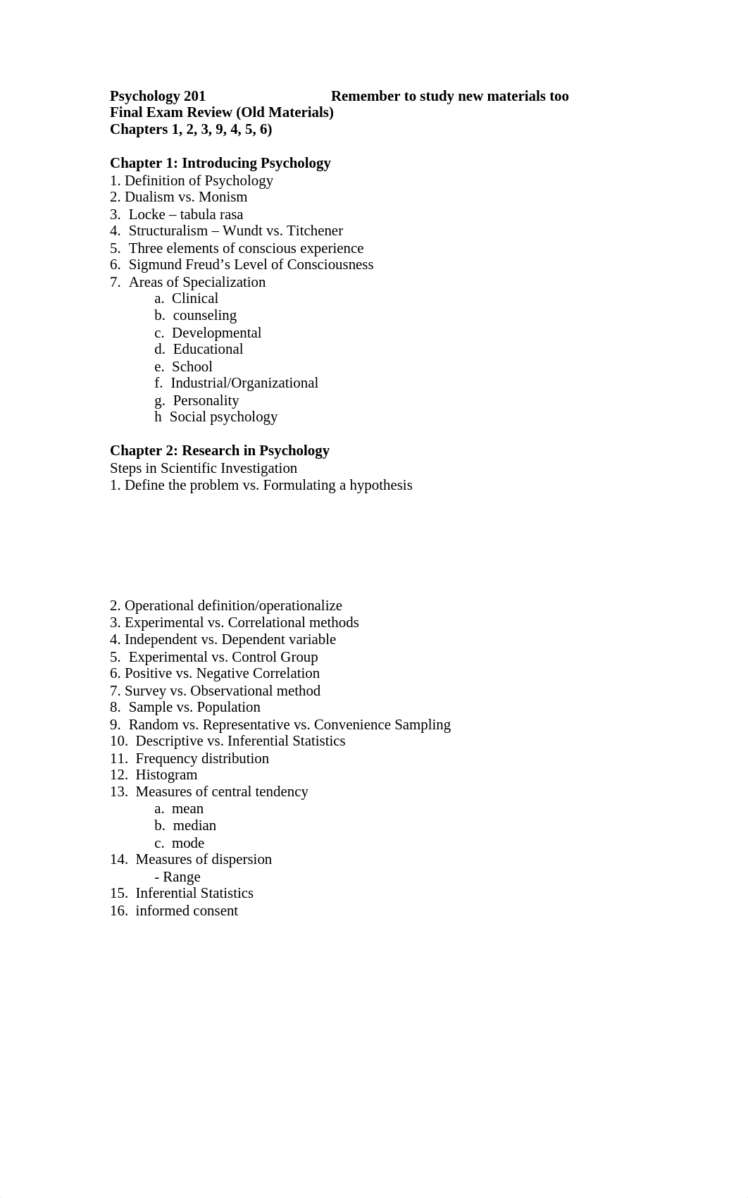 Psychology 201 Final Exam Review Sheet Old Material_ddrlwvl7gy1_page1