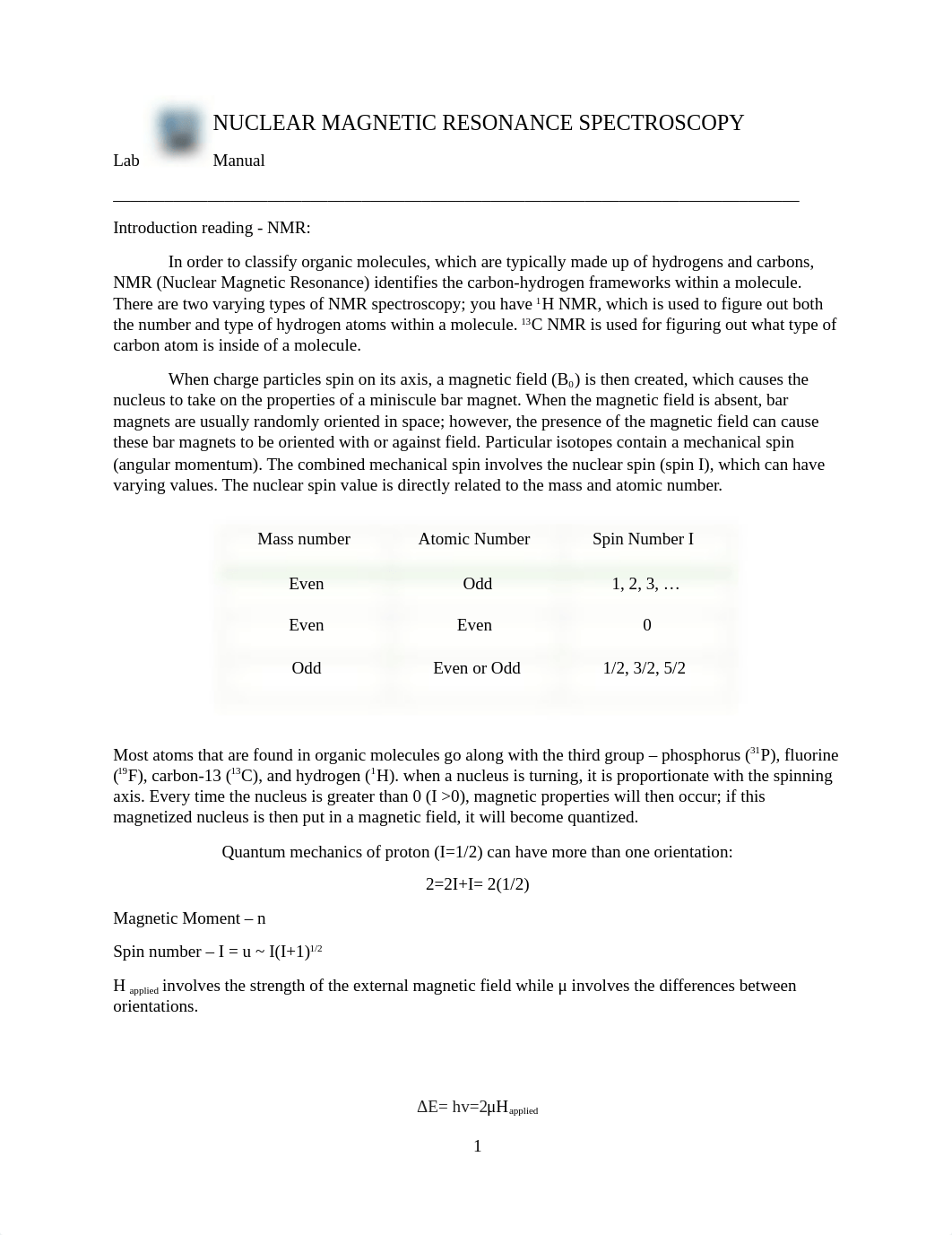 NMR and FTIR lab manual and report.docx_ddrzkrlecfm_page1