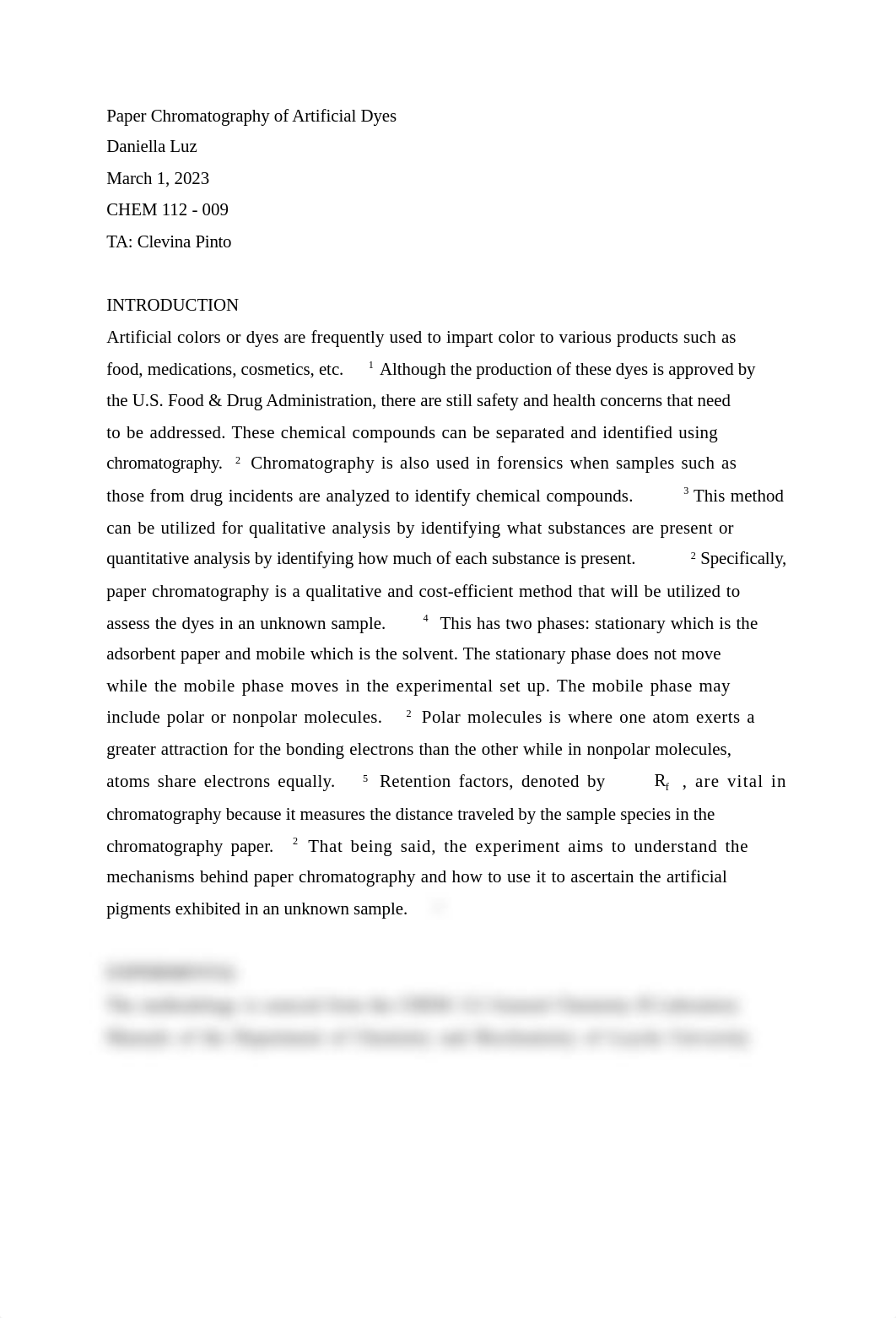 LUZ_Paper Chromatography of Artificial Dyes_Lab Report.docx_dds8ckuyh4p_page1