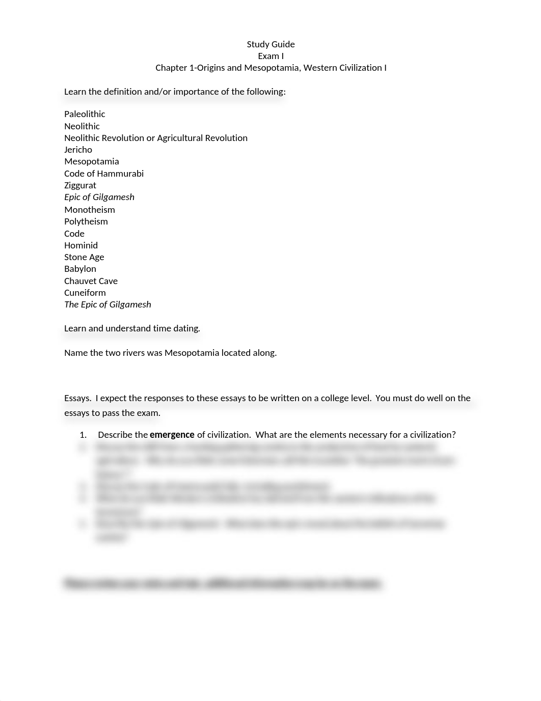 Study Guide for chapter 1 Mesopotamia.docx_dds9cj2nyj3_page1